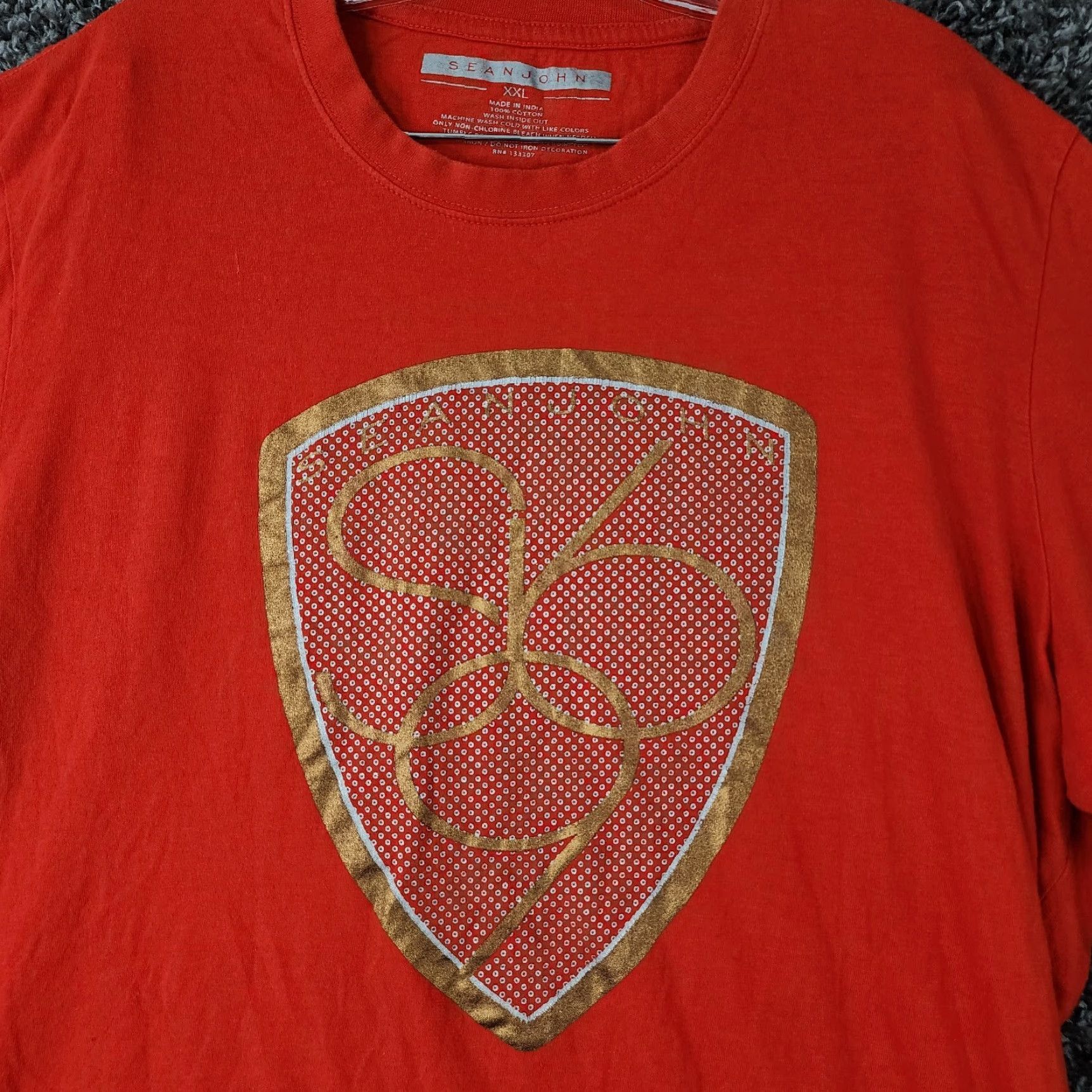 Sean John Sean John Shirt Mens 2XL Red Short Sleeve 100% Cotton Graphic Tee Size US 39 - 2 Thumbnail