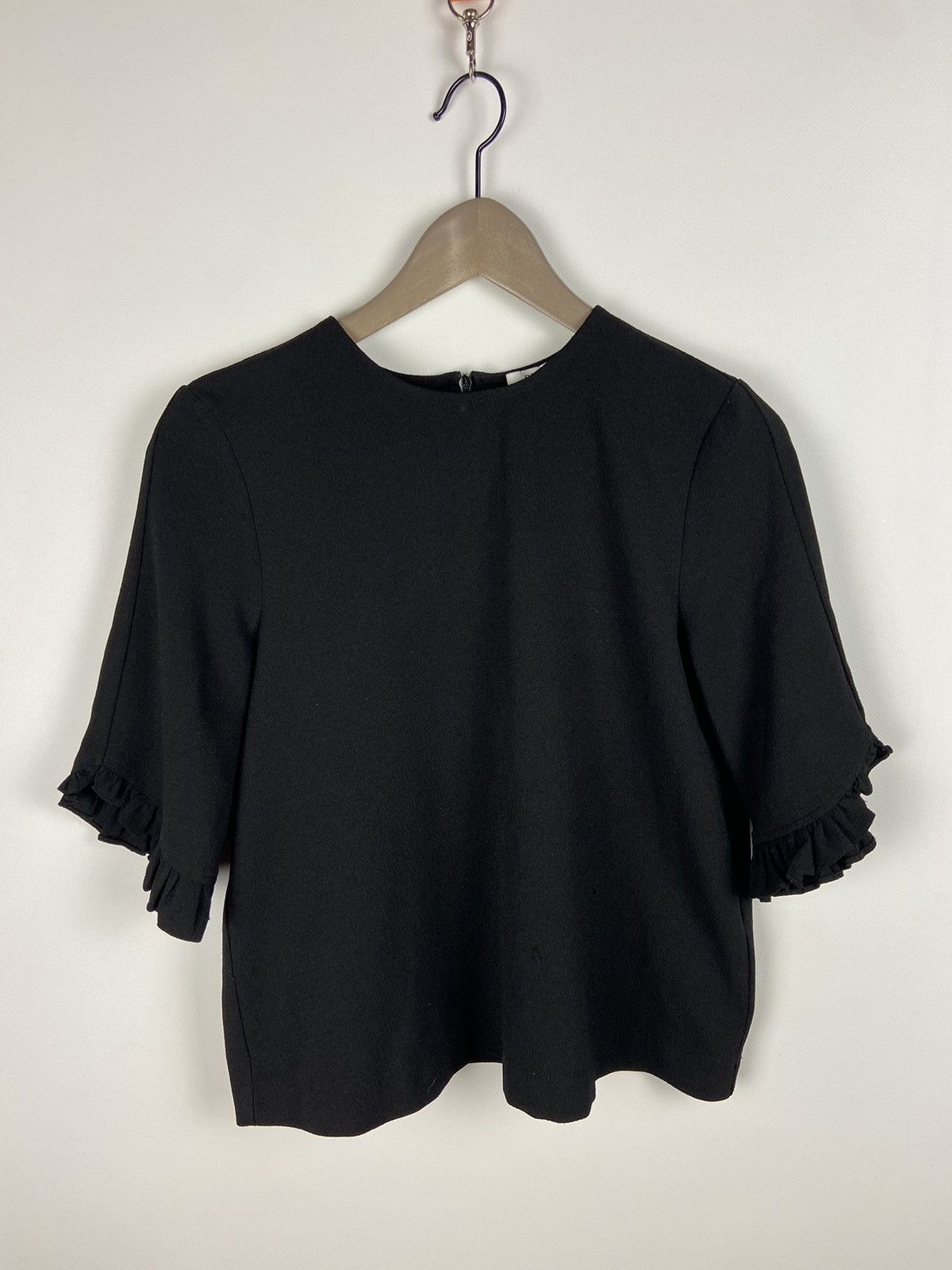 Designer × Ganni GANNI Clark Top Blouse Womens Black Size XXS / US 00 / IT 34 - 1 Thumbnail
