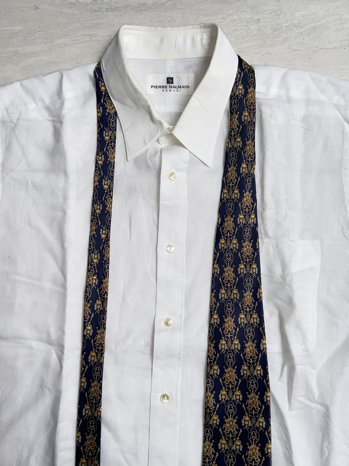 Pierre Balmain PIERRE BALMAIN Paris White Shirt Tie Size US L / EU 52-54 / 3 - 3 Thumbnail