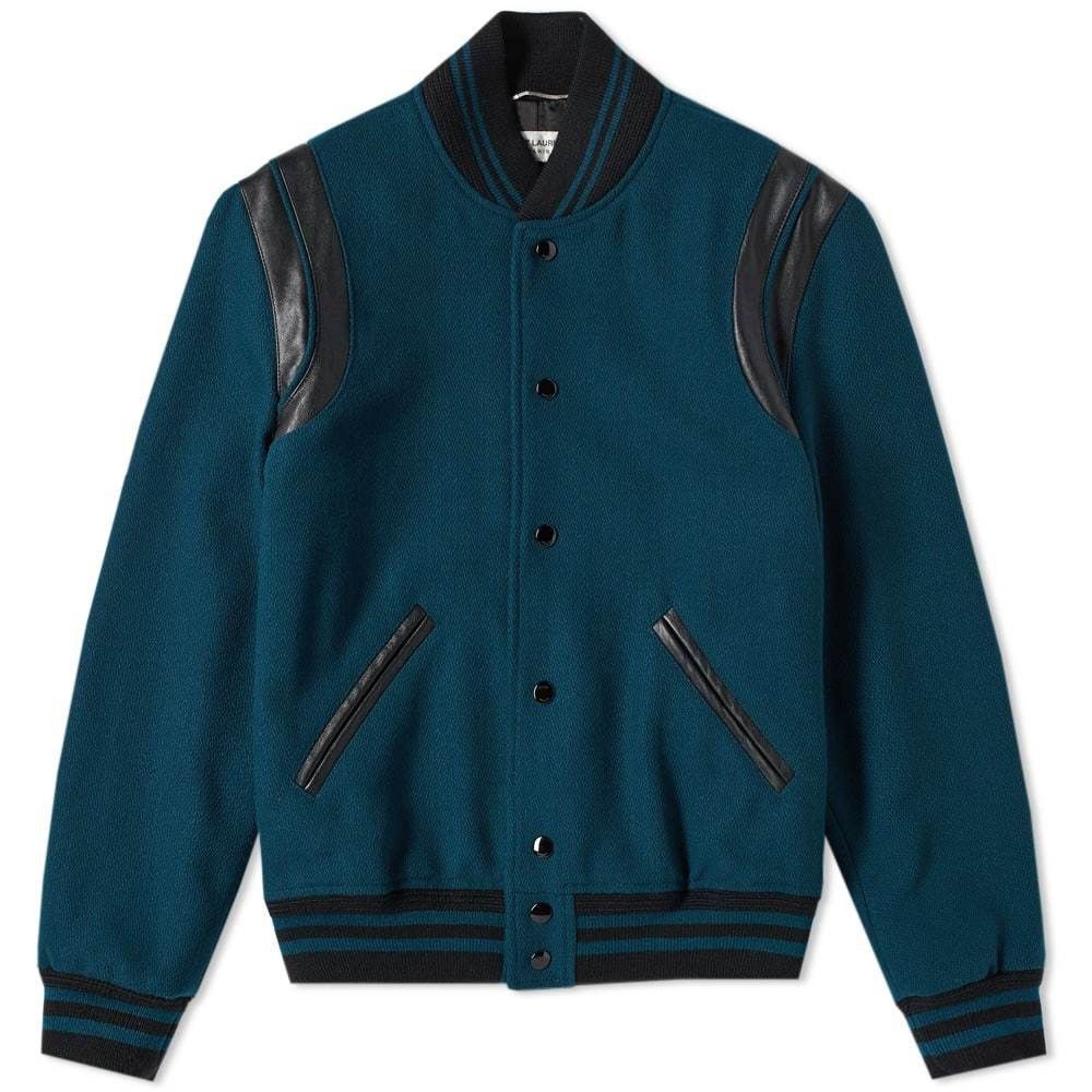 image of Saint Laurent Paris Saint Laurent Green Teddy Bomber Jacket 44, Men's (Size Small)