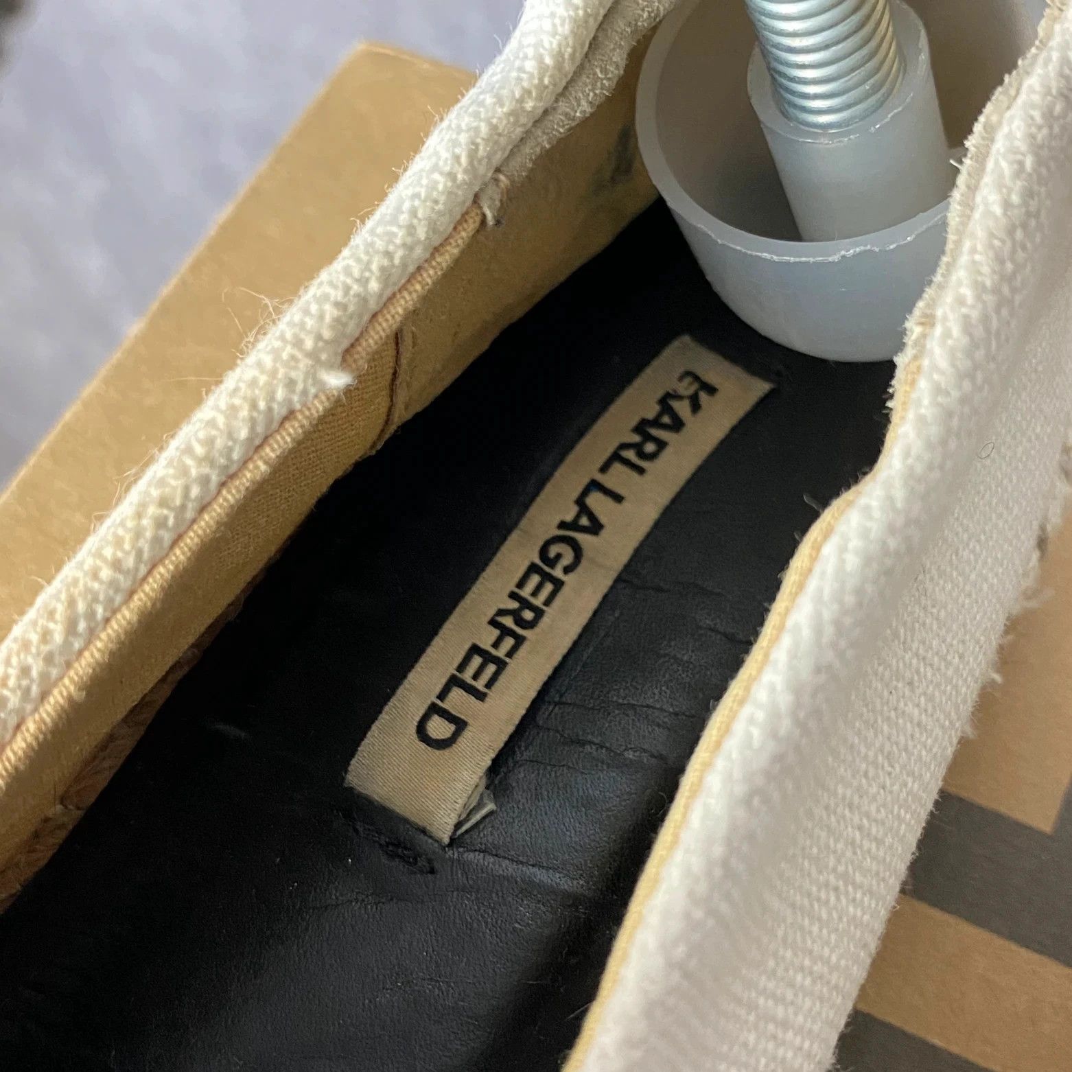 Designer × Karl Lagerfeld Karl Lagerfeld Kamini Karl Ikonic slip on cream espadriles Size US 10 / IT 40 - 7 Thumbnail