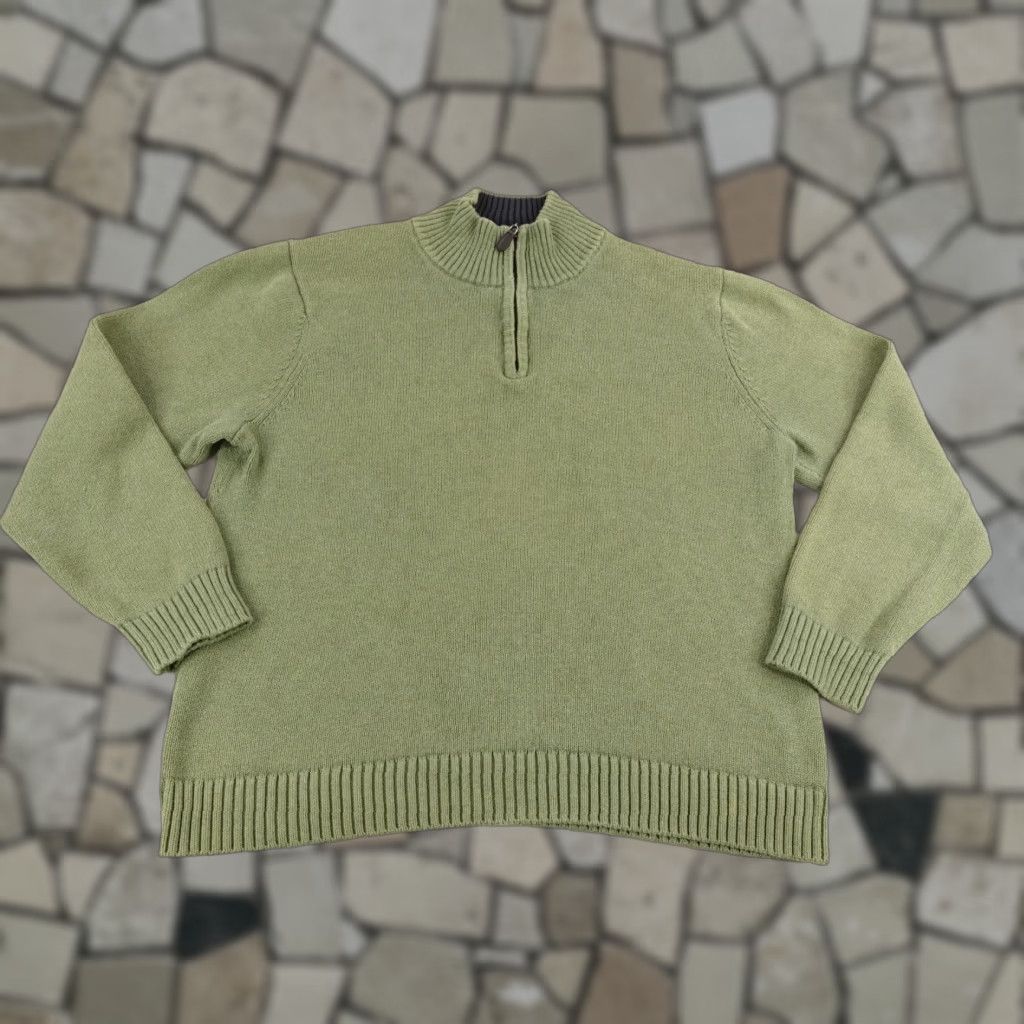 Vintage VINTAGE L.L. Bean Sweater Pullover Heavyweight 1/4 Zip Mock Neck Men XL Green Knit Heavy Casual Outdoor Size US XL / EU 56 / 4 - 1 Thumbnail