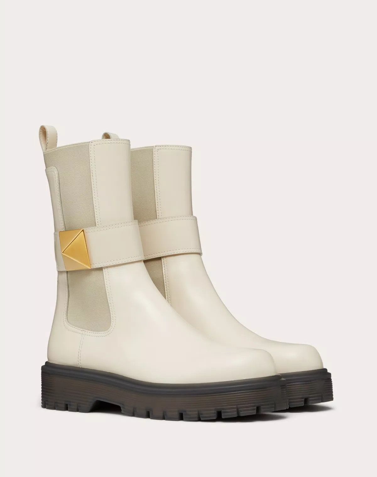 Valentino o1s1wg110426 One Stud Beatle Boots in Calfskin in Ivory Size US 12 / IT 42 - 2 Thumbnail