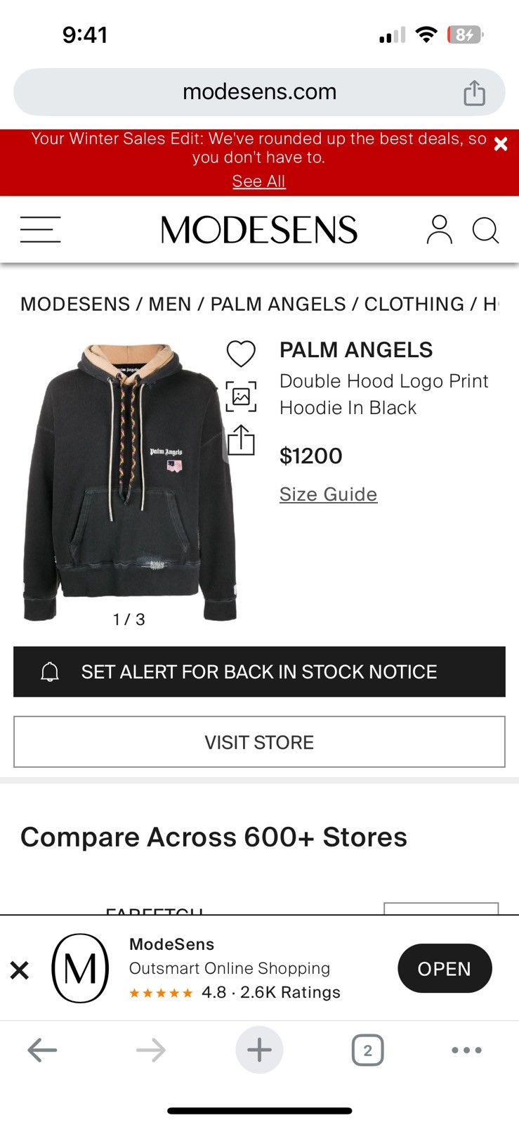 Palm Angels Palm Angels Double Hooded American Flag Mermaid Hoodie Size US M / EU 48-50 / 2 - 8 Thumbnail