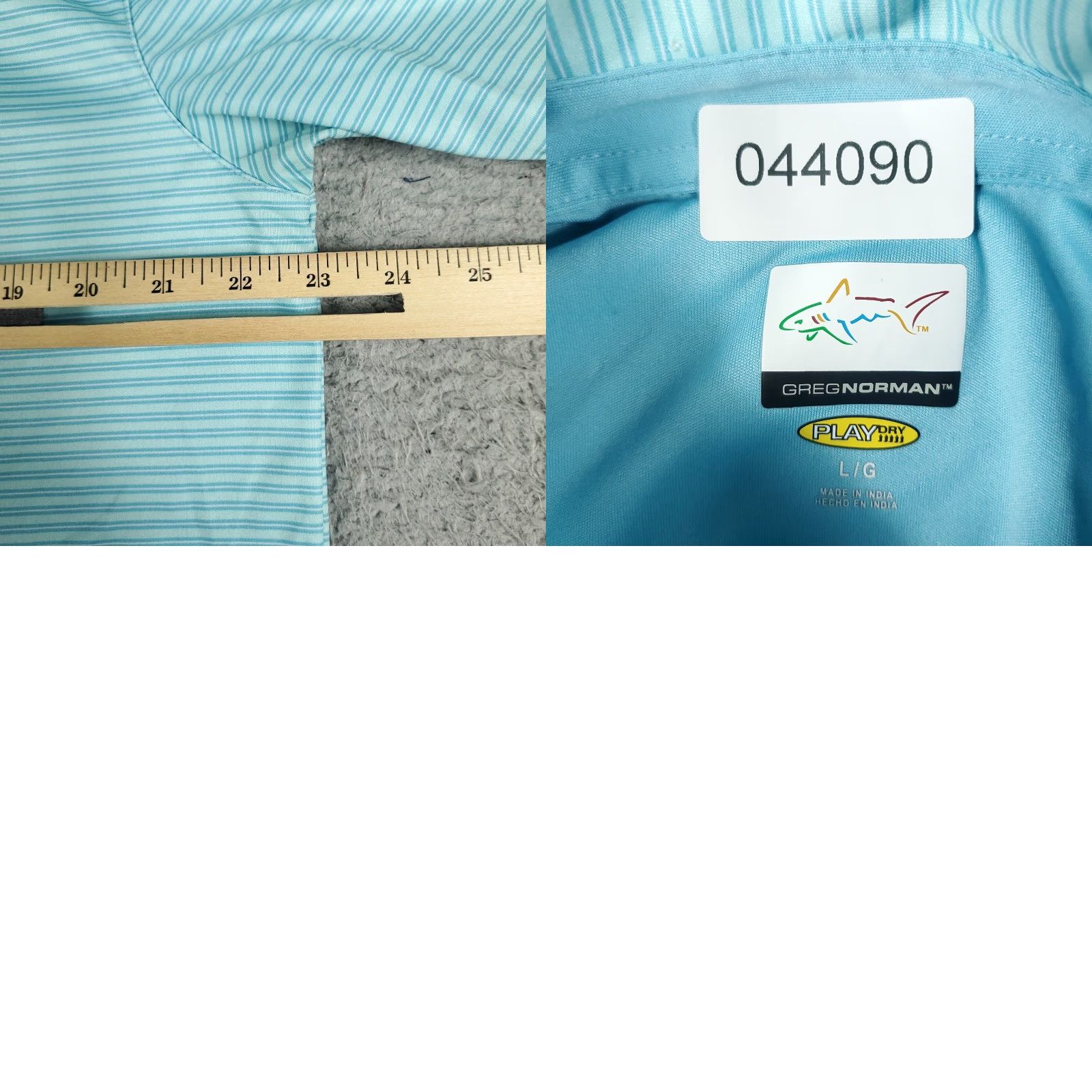 Vintage VINTAGE Greg Norman Polo Shirt Mens L Blue Striped Shark Polo Shirt Adult Large Blue Striped Shark Brand Sports Mens Size US L / EU 52-54 / 3 - 8 Thumbnail