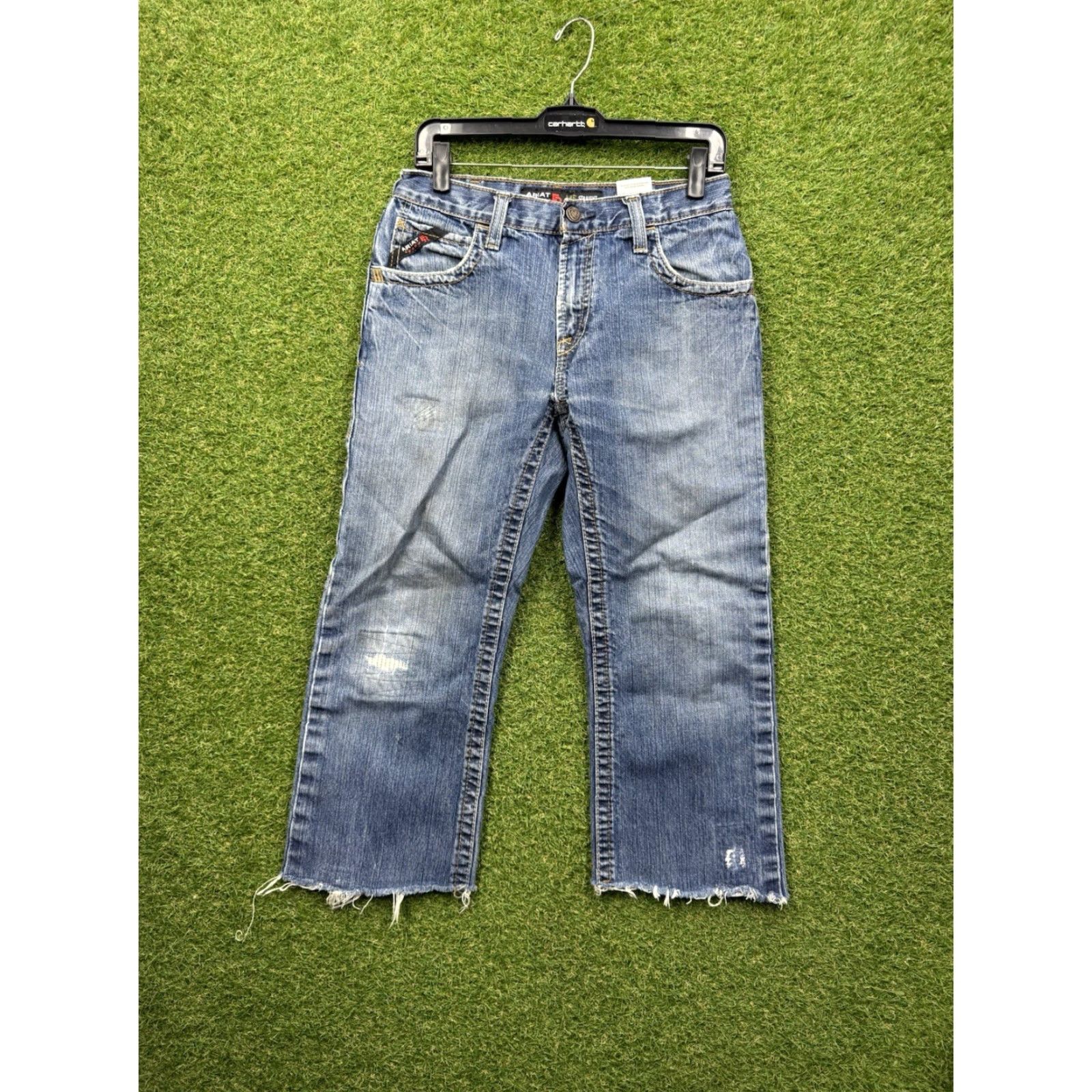 Ariat Ariat Jeans Mens 30 M5 Straight Fit Freyed Hem Medium Wash Denim Workwear 30x23 Vintage No Size 36 Belt? Size US 36 / EU 52 - 2 Thumbnail