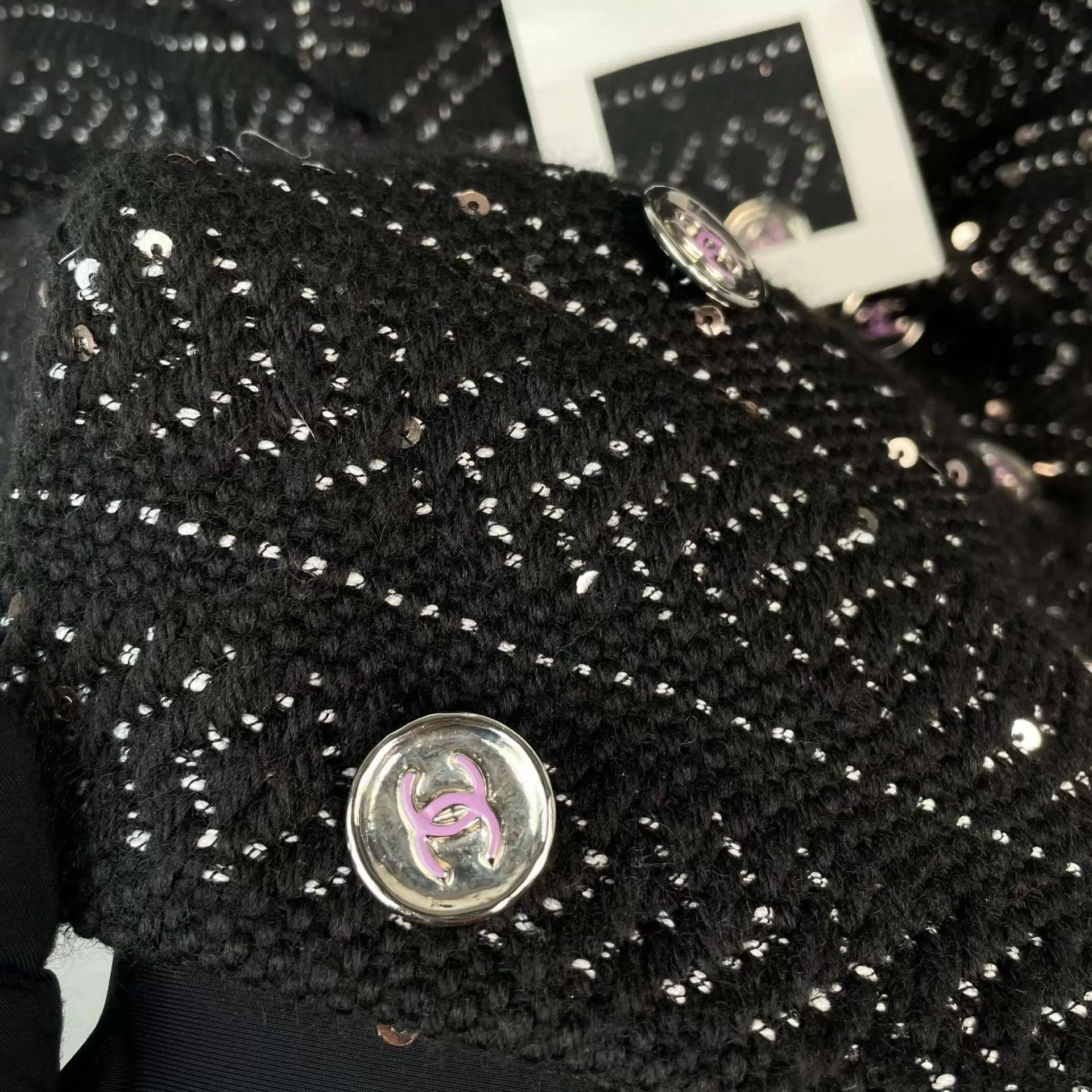 Chanel Chanel Sequin Tweed Vest 23A 34 Black/White/Silver Size XS / US 0-2 / IT 36-38 - 4 Thumbnail