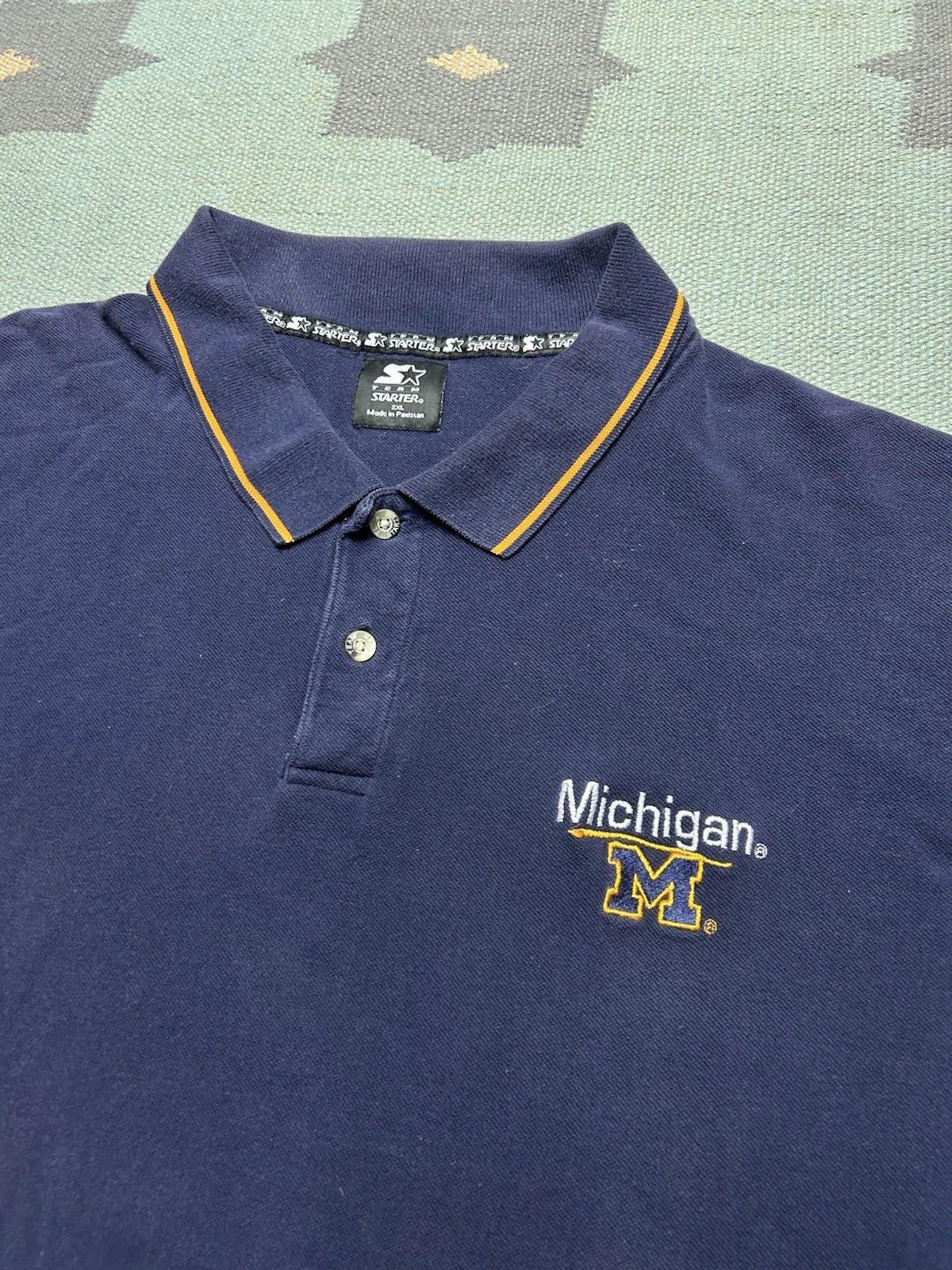 Vintage Vtg polo shirt starter university of Michigan wolverines XXL Size US XXL / EU 58 / 5 - 2 Thumbnail