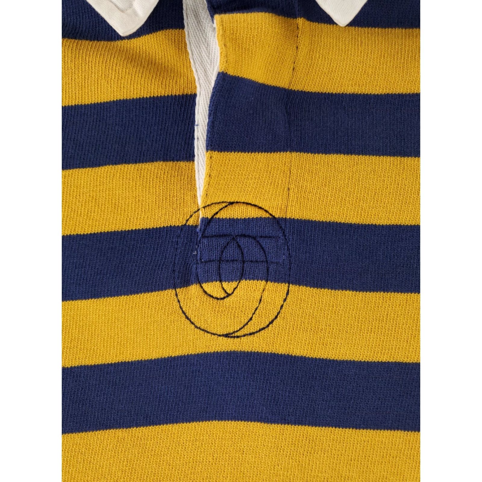 Vintage Ovidia & Sons Rugby Shirt Yellow Blue Striped Long Sleeve Mens L Polo Collared Shirt Size US L / EU 52-54 / 3 - 3 Thumbnail