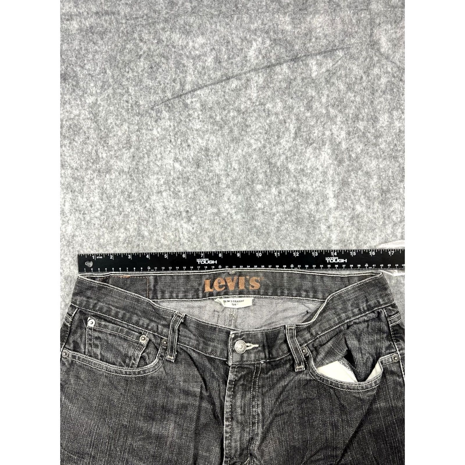 Levi's VINTAGE Levi's 514 Jeans Men Black Slim Straight 34x32 Distressed 5-Pocket Denim Regular 32in Inseam USA 500 Series Mens Size US 34 / EU 50 - 5 Thumbnail