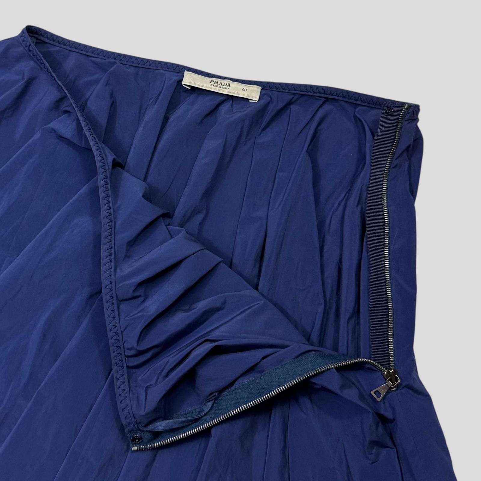 Prada Prada 2006 Blue Nylon Shimmer Pleated Zip Flare Skirt - IT40 Size 27" / US 4 / IT 40 - 3 Thumbnail