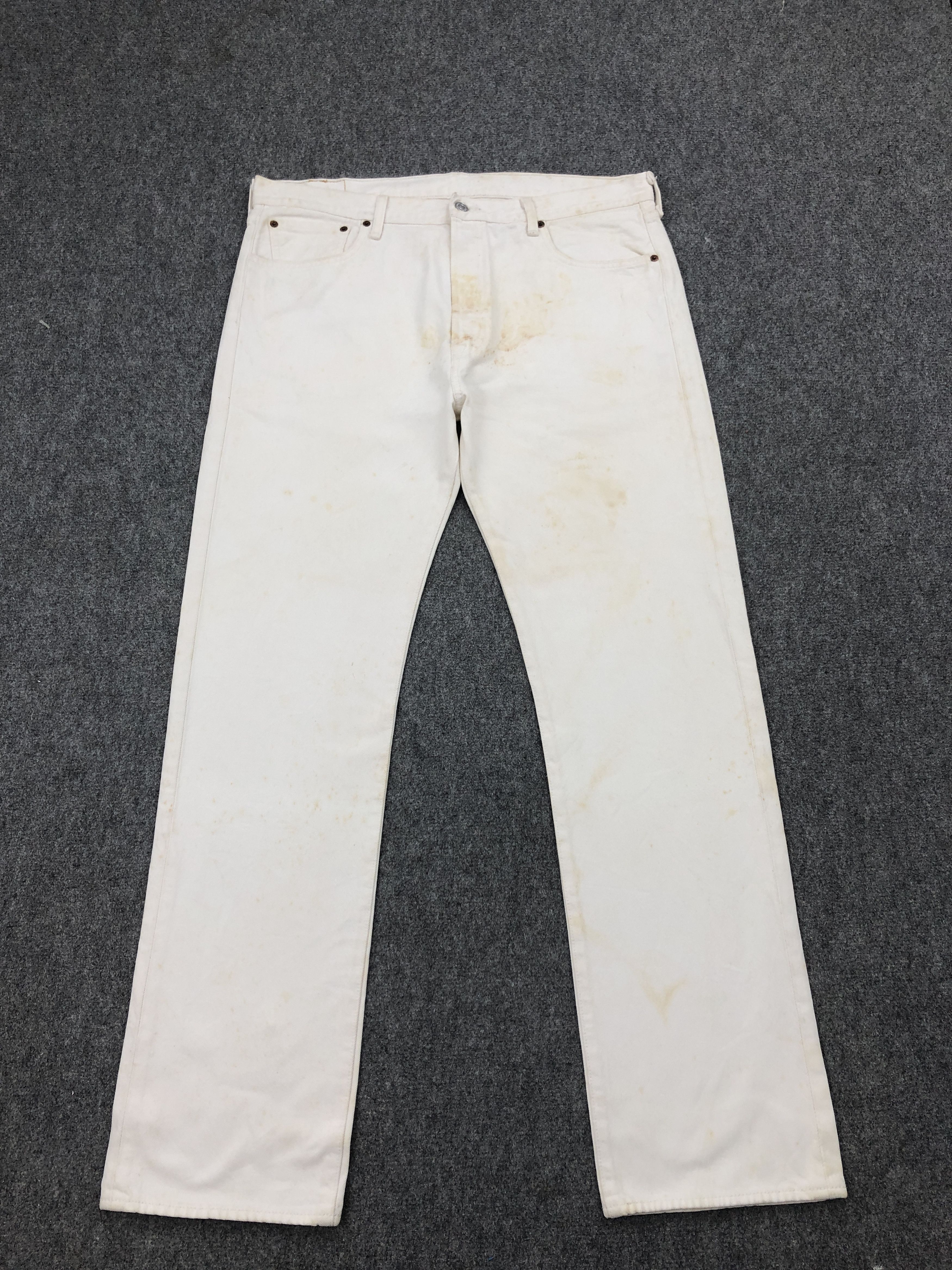 image of Levis 501 White Denim Jeans, Men's (Size 37)
