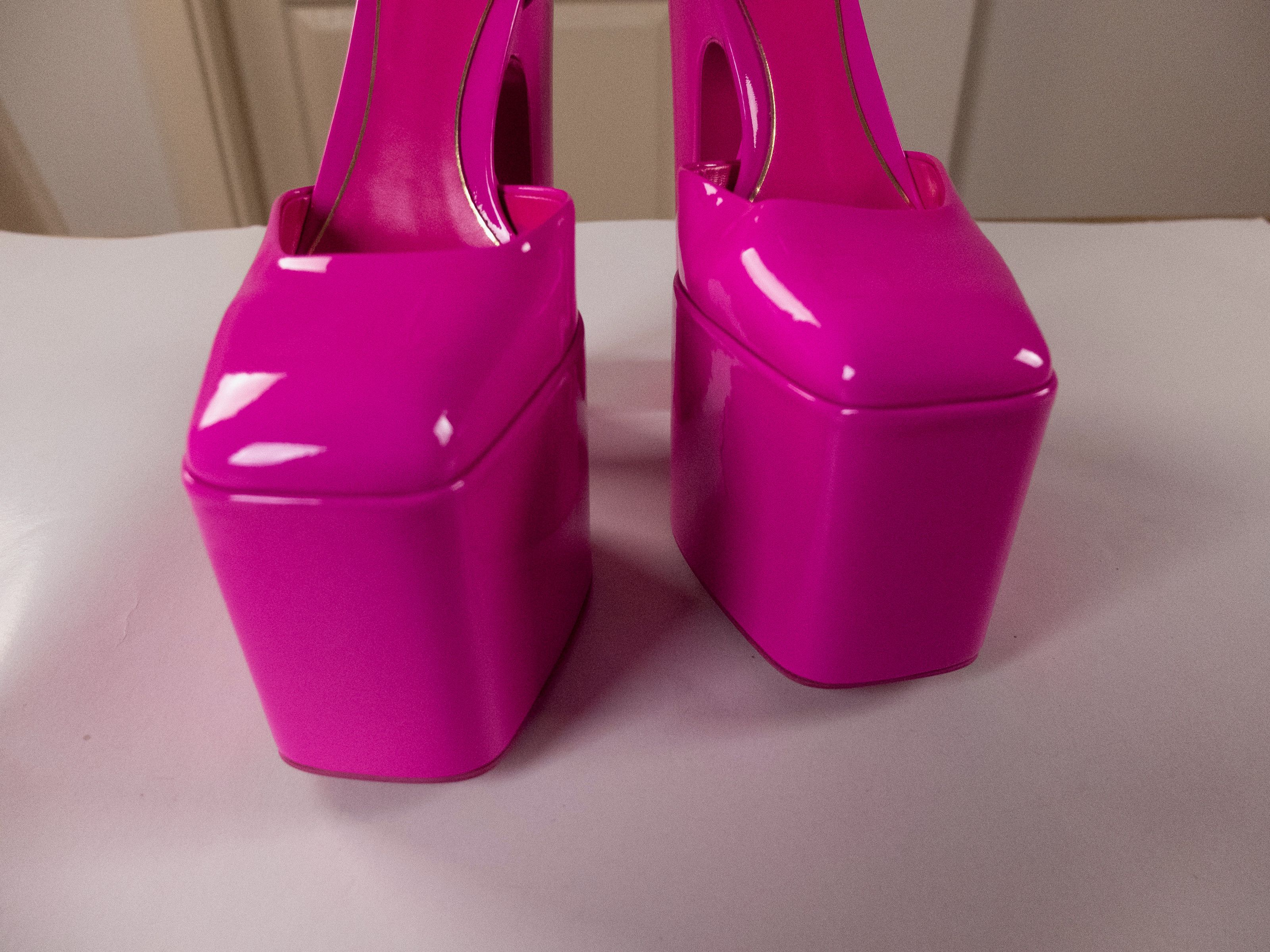Valentino VALENTINO Discobox pink patent leather platform pumps 7 37 Size US 7 / IT 37 - 5 Thumbnail