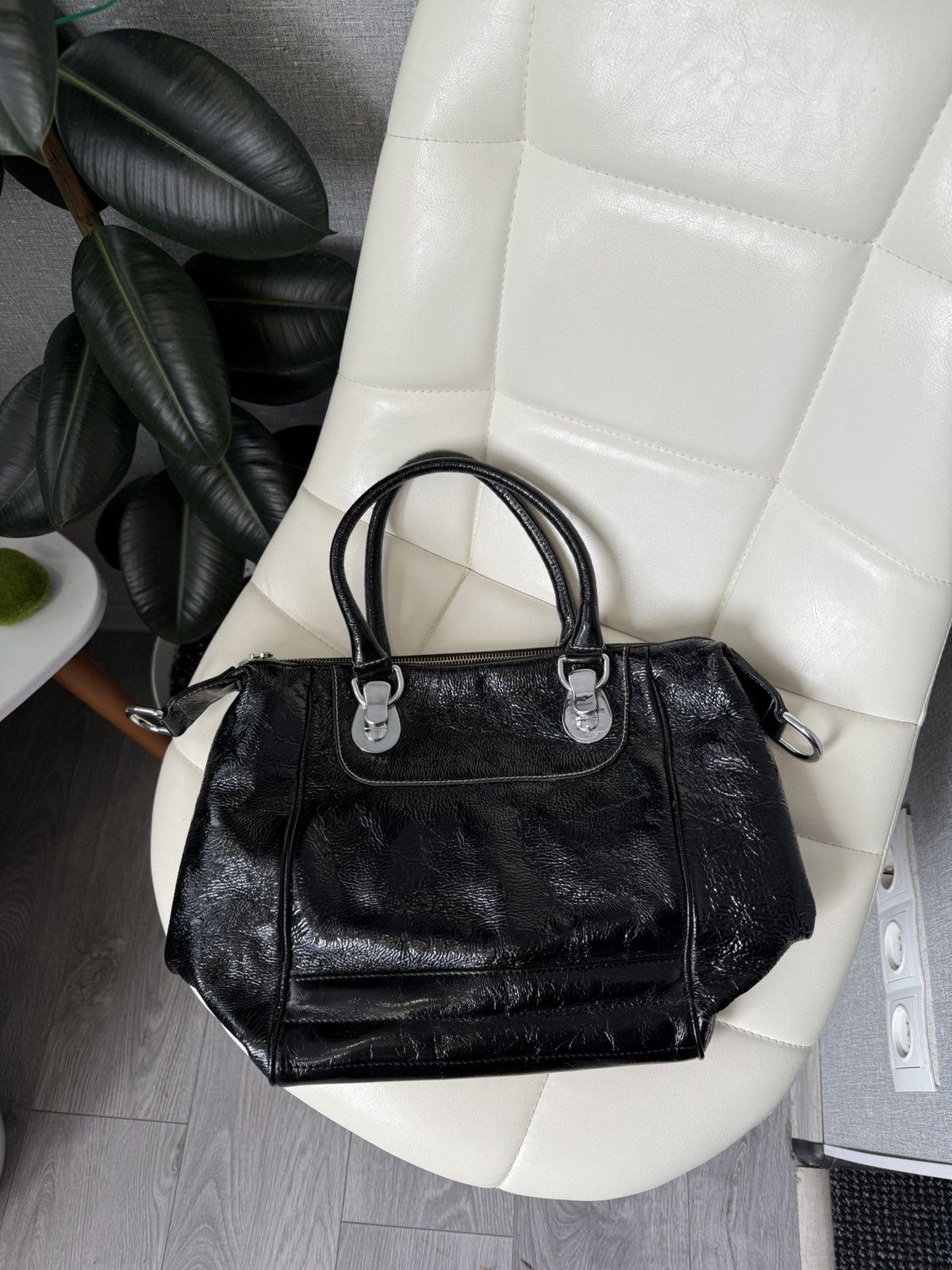 Gucci Gucci Dialux Snow Glam Black Hand Bag Boston Bag GG Logo Size ONE SIZE - 7 Thumbnail