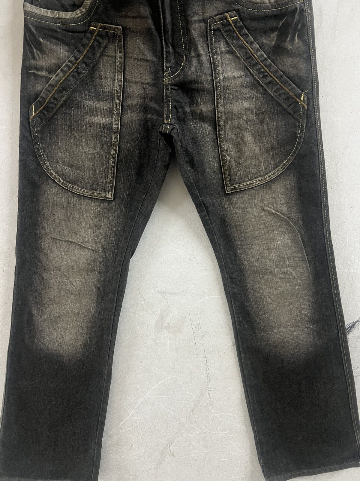Designer × Hysteric Glamour × Japanese Brand FLARED🔥BLACK FADED SPICE ISLAND DISTRESS DENIM PANT Size US 31 - 8 Thumbnail
