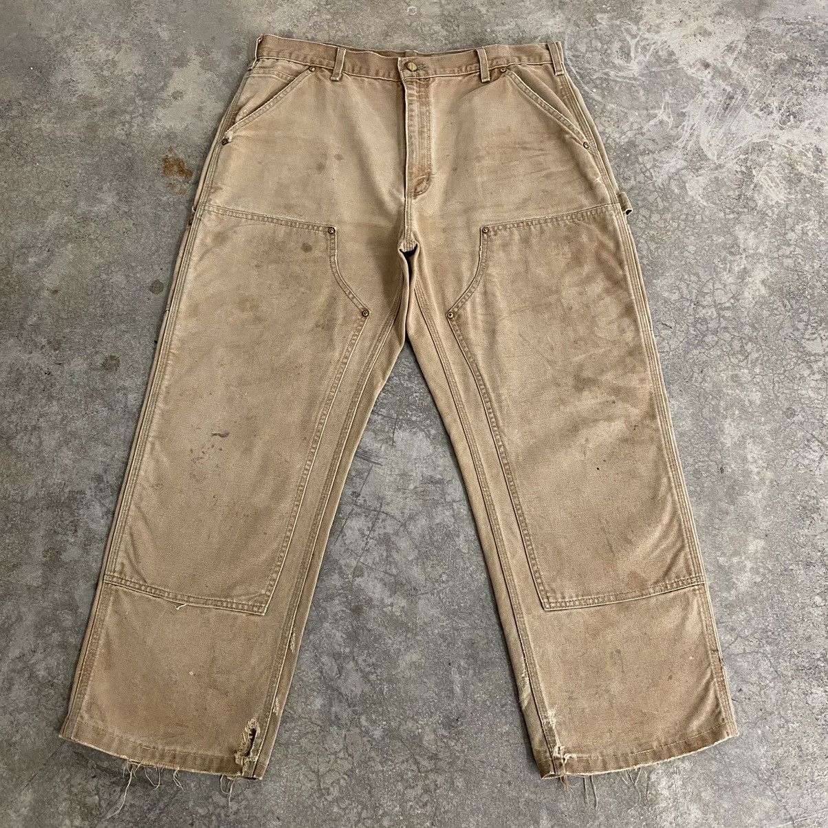 Carhartt Vintage Carhartt Double Knee Faded Tan Carpenter Pants Size US 35 - 1 Thumbnail