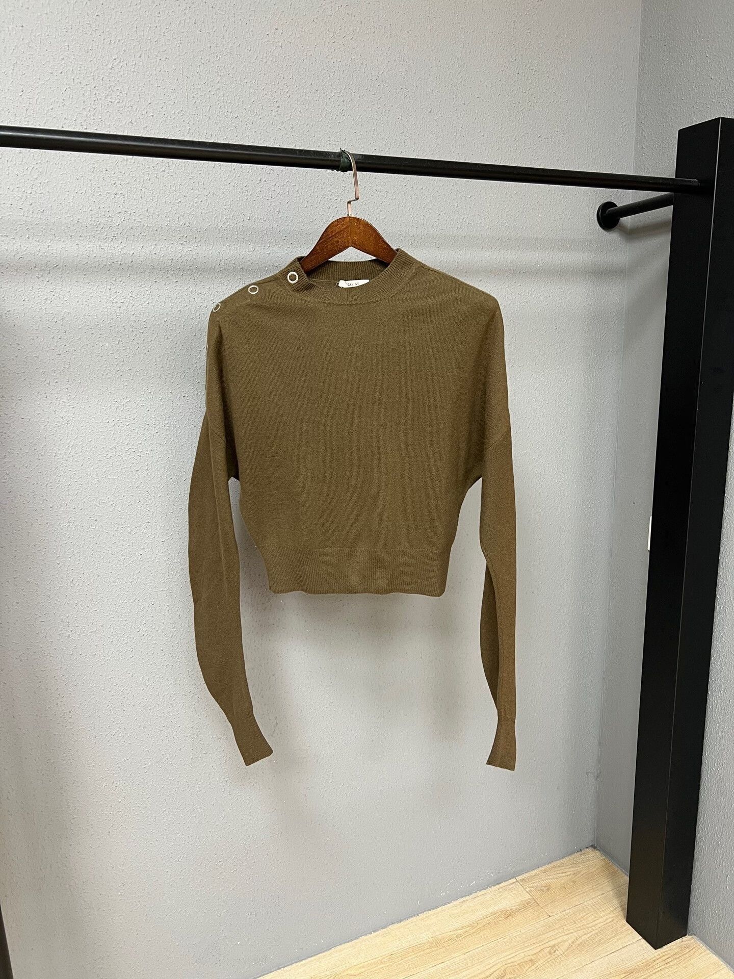 celine shoulder-button cashmere knit sweater
