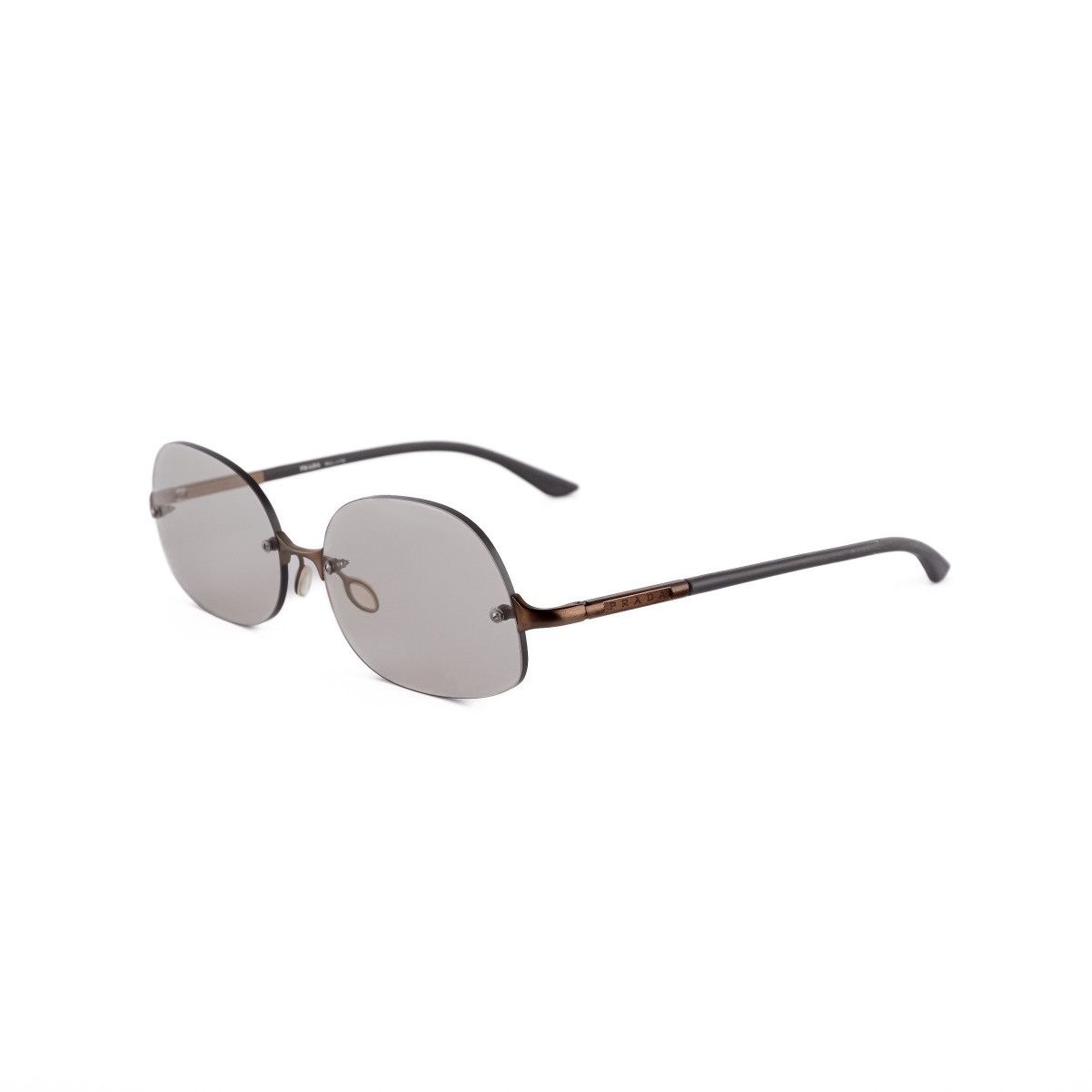 image of Vintage Prada Rimless Logo Bronze Sunglasses in Brown, Men's