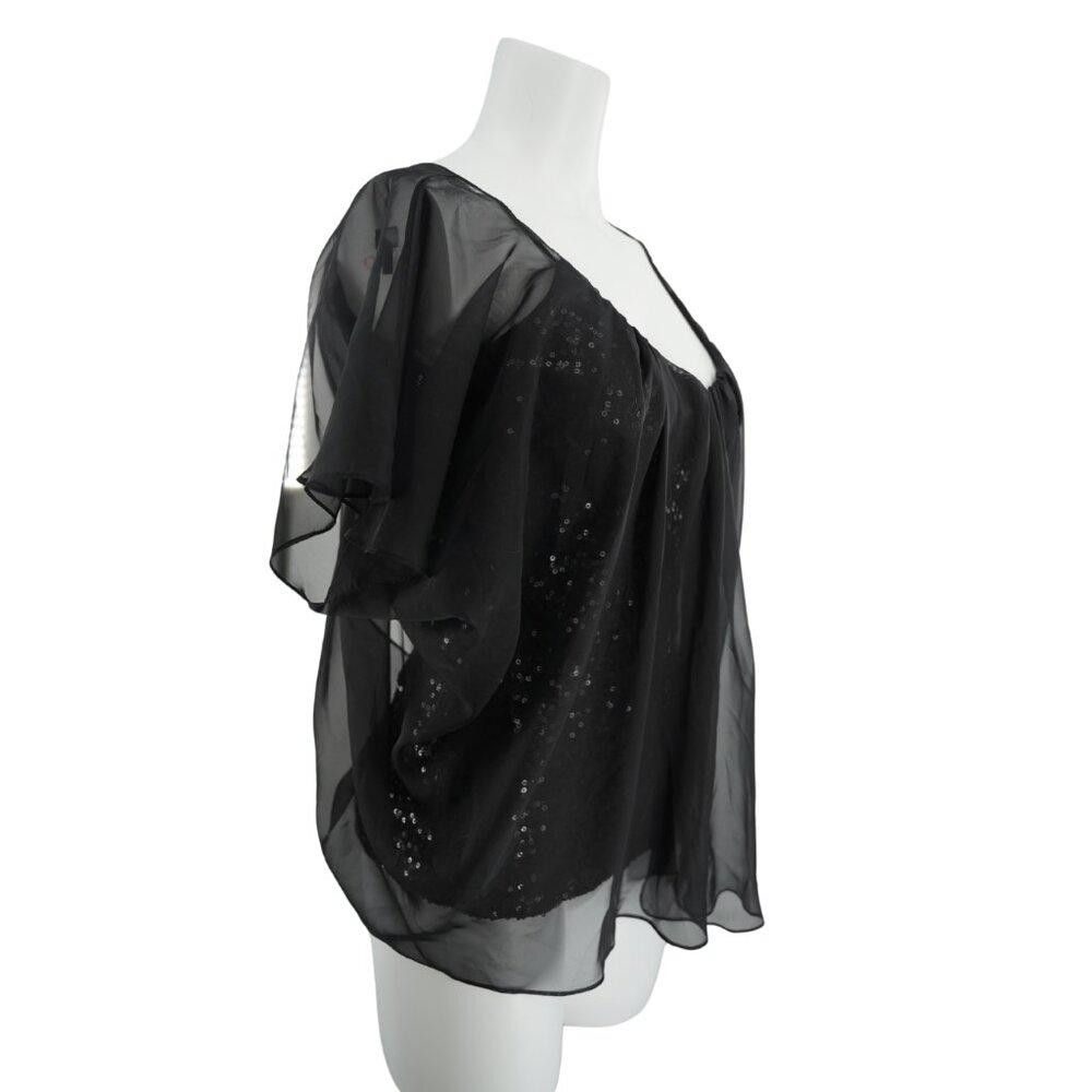 Designer Badgley Mischka Black Sequin Blouse Size XS Size XS / US 0-2 / IT 36-38 - 4 Thumbnail