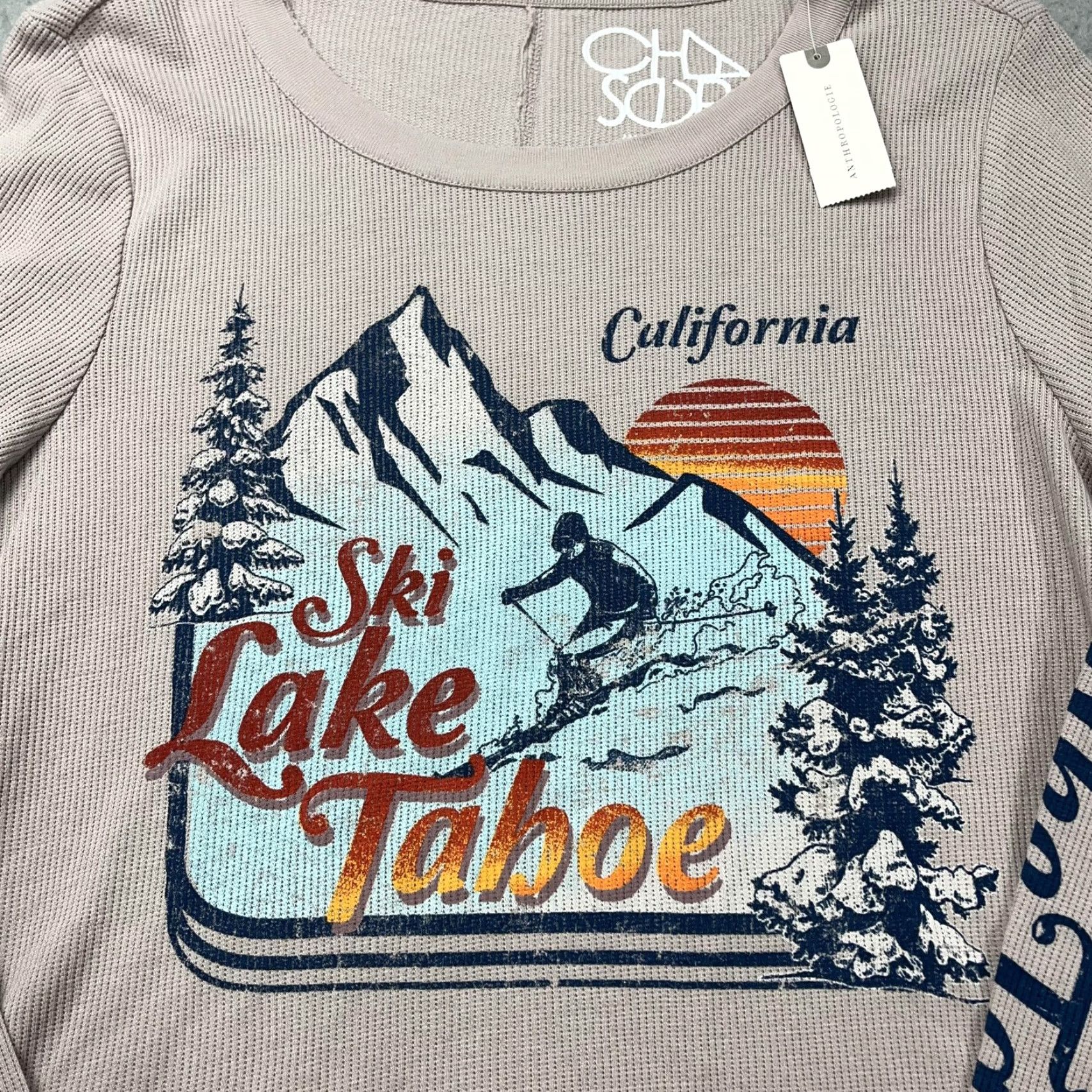 Anthropologie Chaser Shirt Womens Large Pink Waffle Thermal Ski Lake Tahoe Anthropologie Size L / US 10 / IT 46 - 2 Thumbnail