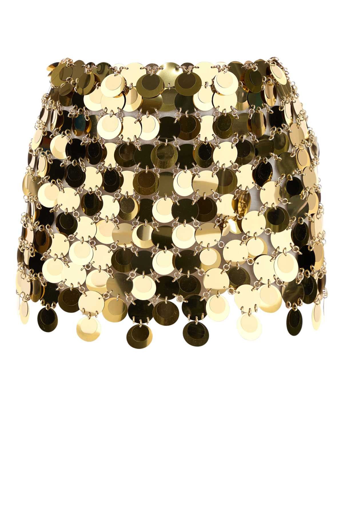 Paco Rabanne Gold Maxi Sequins Mini Skirt Size 24" / US 00 / IT 34 - 1 Thumbnail