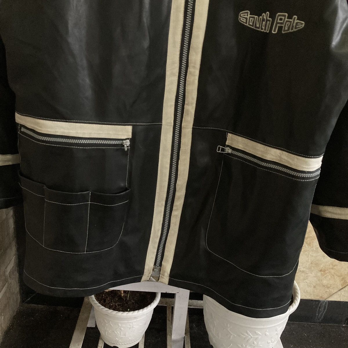 Southpole SOUTH POLE - Vtg 90s Hip Hop Long Genuine Leather Y2K Jacket Size US XXL / EU 58 / 5 - 3 Thumbnail