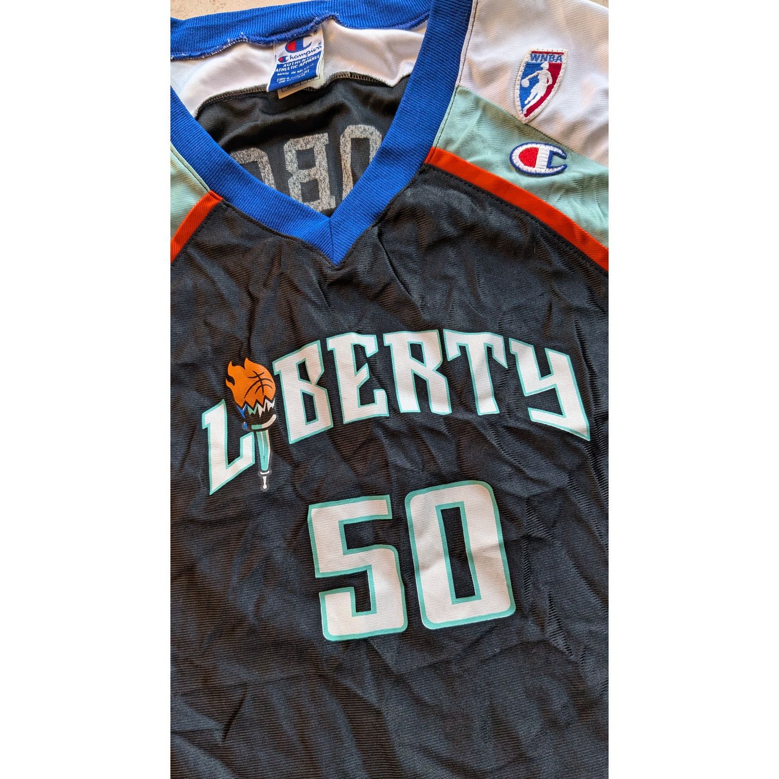 Champion × NBA Rebecca LOBO #50 90s New York Liberty jersey XL WNBA vintage Size US XL / EU 56 / 4 - 6 Thumbnail