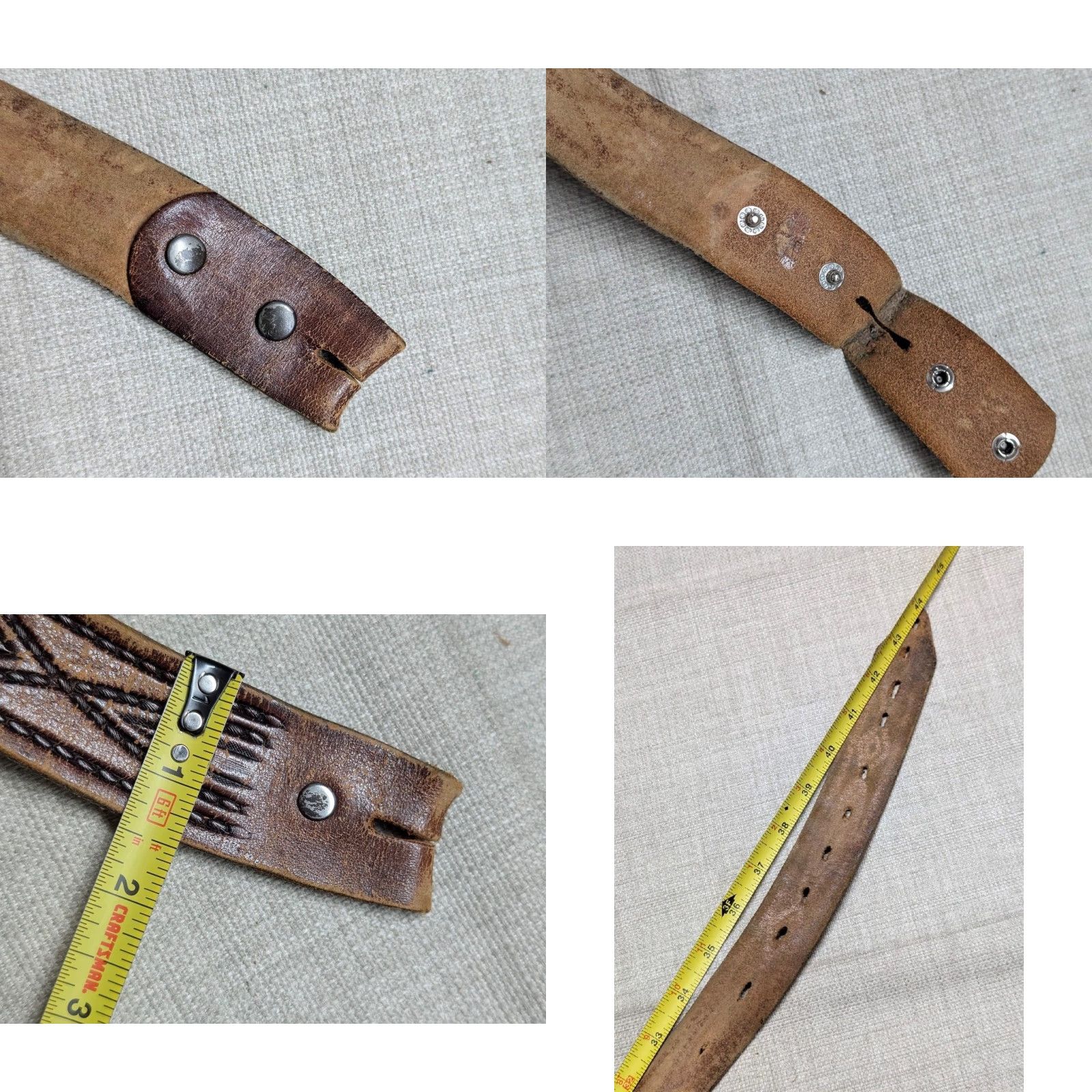 Vintage VINTAGE handcrafted USA made TOOLED belt 38 Brown leather Western belt Mens Regular 1-3/8" width Cowhide Patina Western Belt 1980s/90s Size 38 - 8 Thumbnail