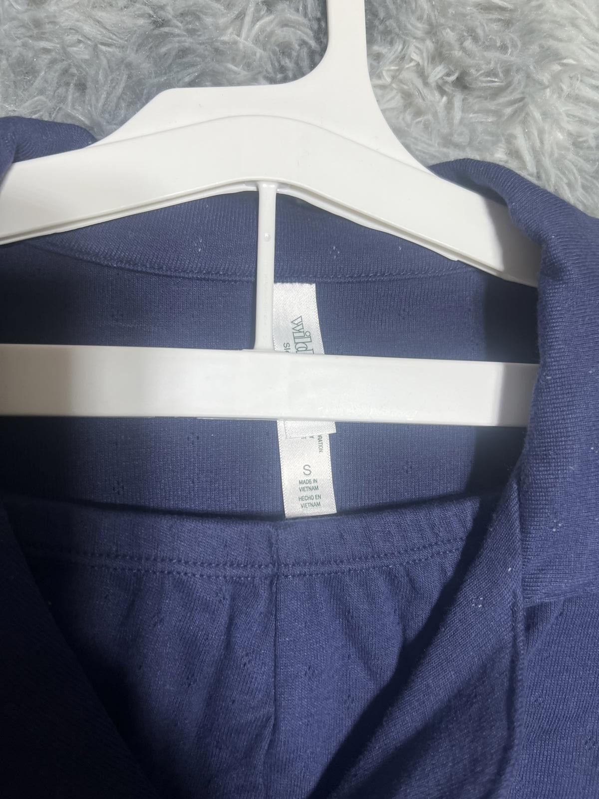 Other Wild Fable Navy Blue Button-Up Short Sleeve Top Size Small Size S / US 4 / IT 40 - 3 Thumbnail