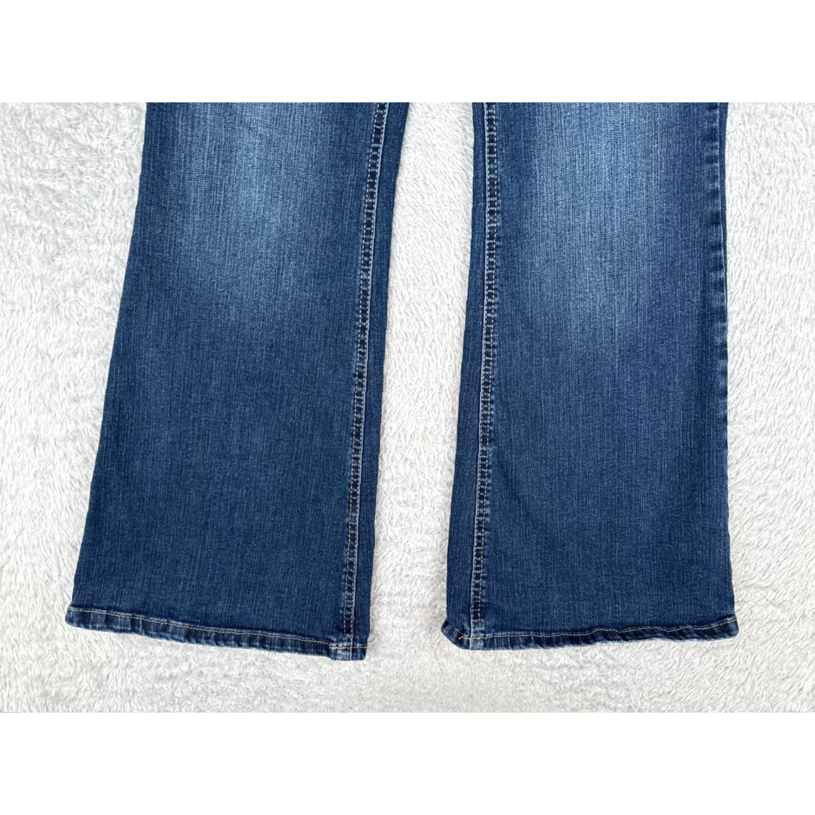 Vintage Maurices Blue Denim Jeans Bootcut Mid Rise 31x29 Womens Cotton Blend 12 Regular Zip Pockets Size 34" / US 12 / IT 48 - 2 Thumbnail