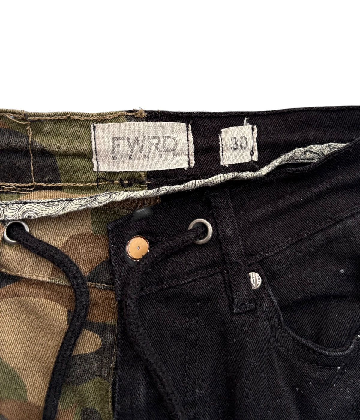 Other FRWD Denim Hybrid Distressed Paint Splash Camo Cargo Pants Size US 29 - 3 Thumbnail
