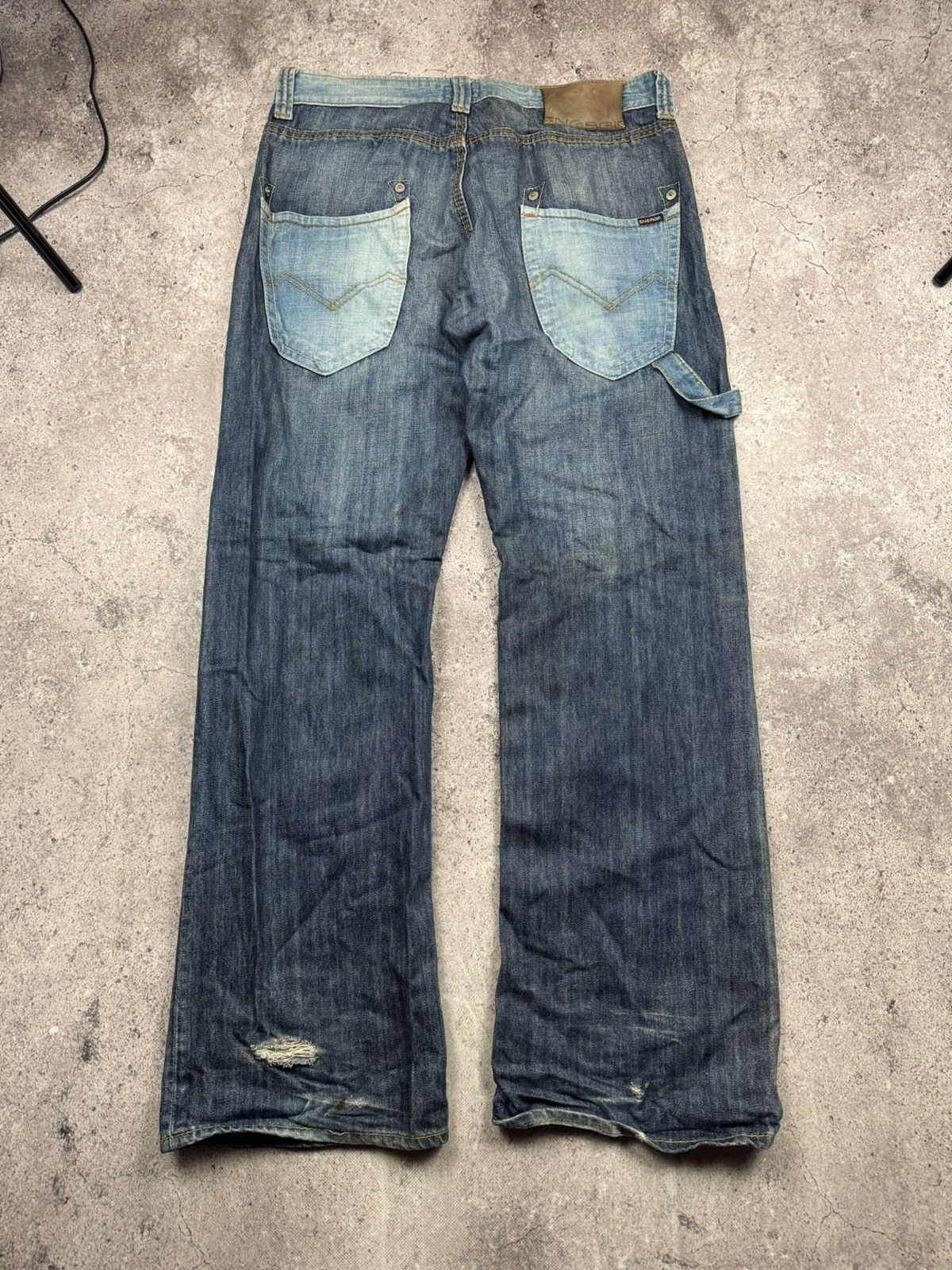 Japanese Brand Vintage Japanesse baggy flared jeans pants y2k avantgarde Size US 33 - 1 Thumbnail