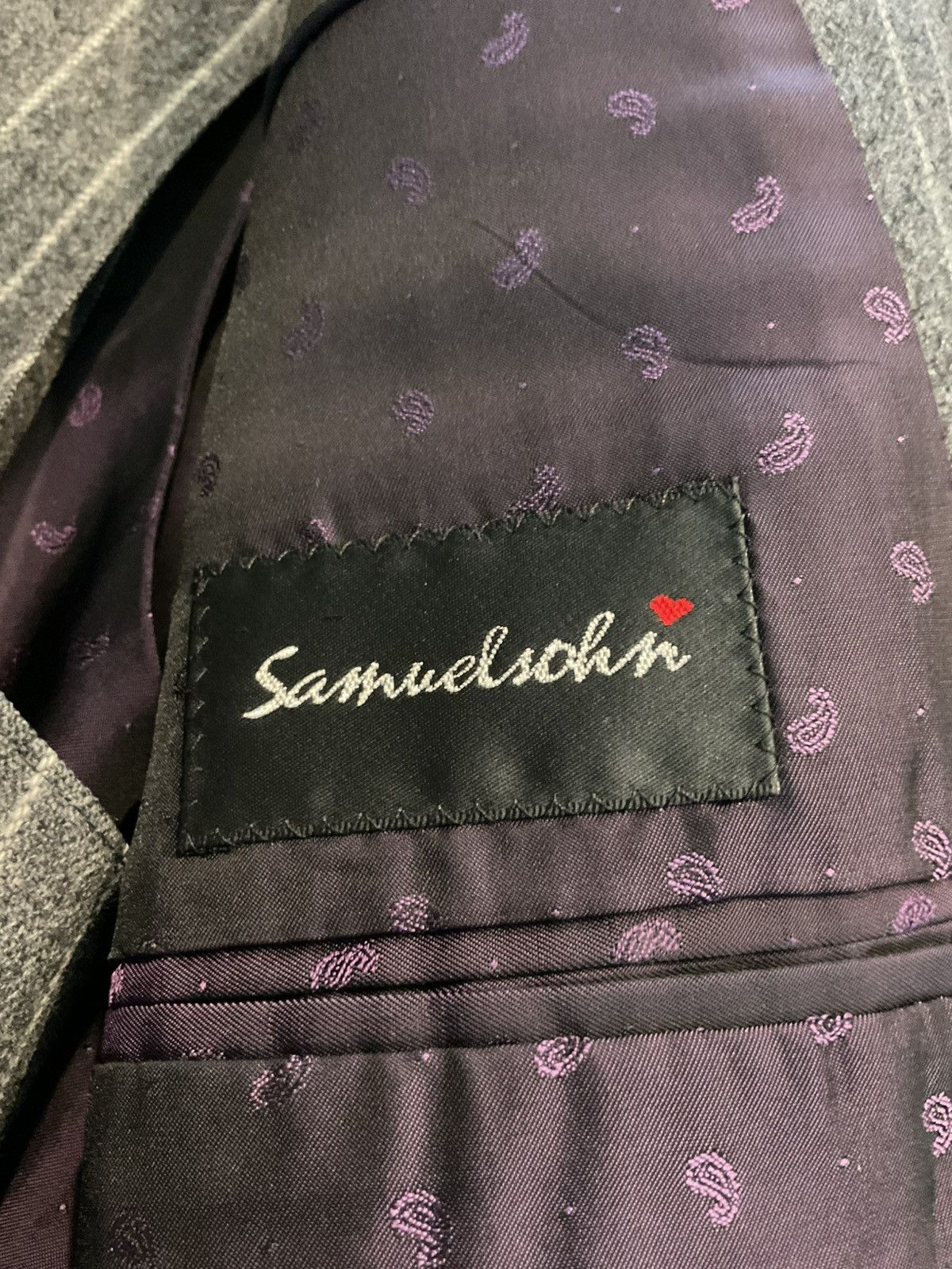 Samuelsohn SAMUELSOHN Super 100’s Gable Wool 3 Pc Gray Pinstripe Suit Size 46L - 2 Thumbnail