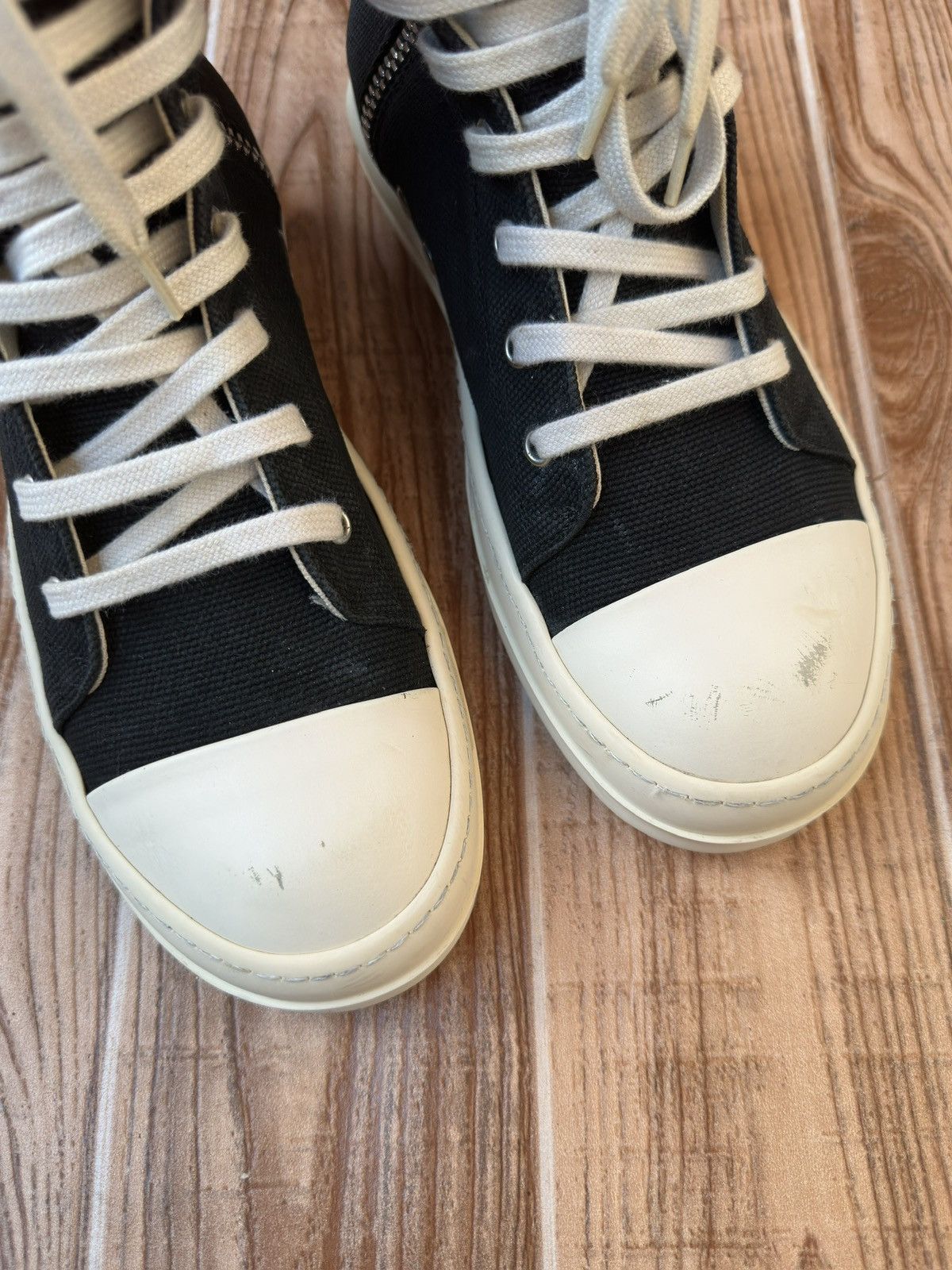 Rick Owens Rick Owens DRKSHDW Canvas Ramones Embroidered Logo Hightops Size US 7.5 / EU 40-41 - 9 Thumbnail