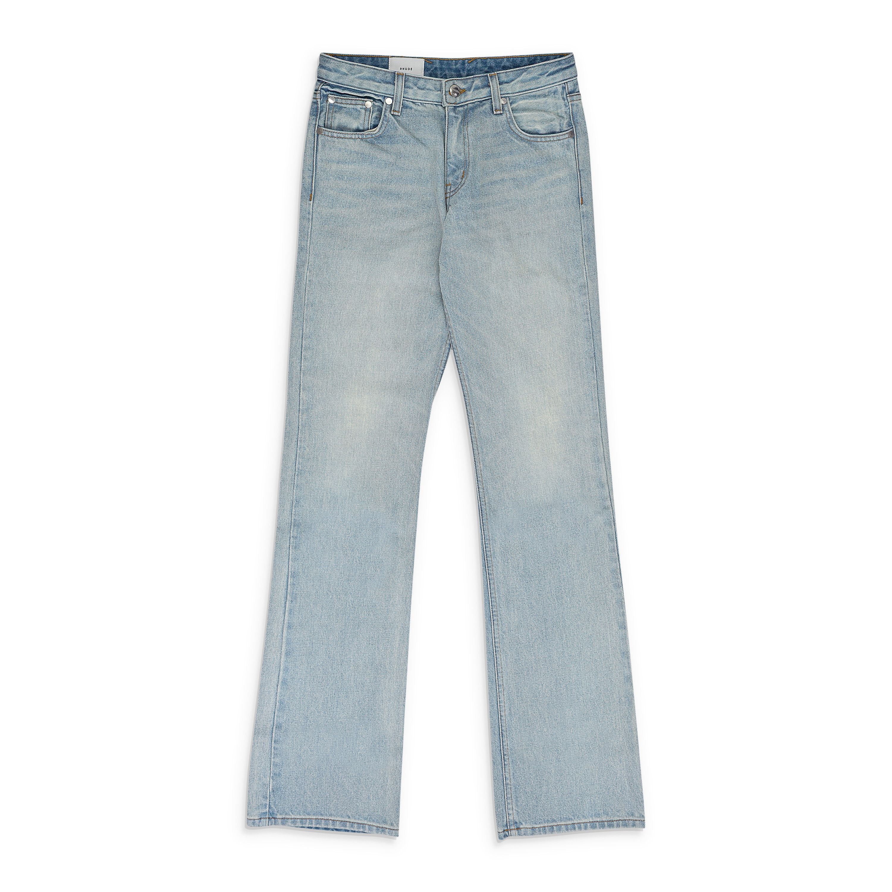 Rhude INDIGO LOW-WAIST FLARE DENIM BOOTCUT JEANS SIZE 27