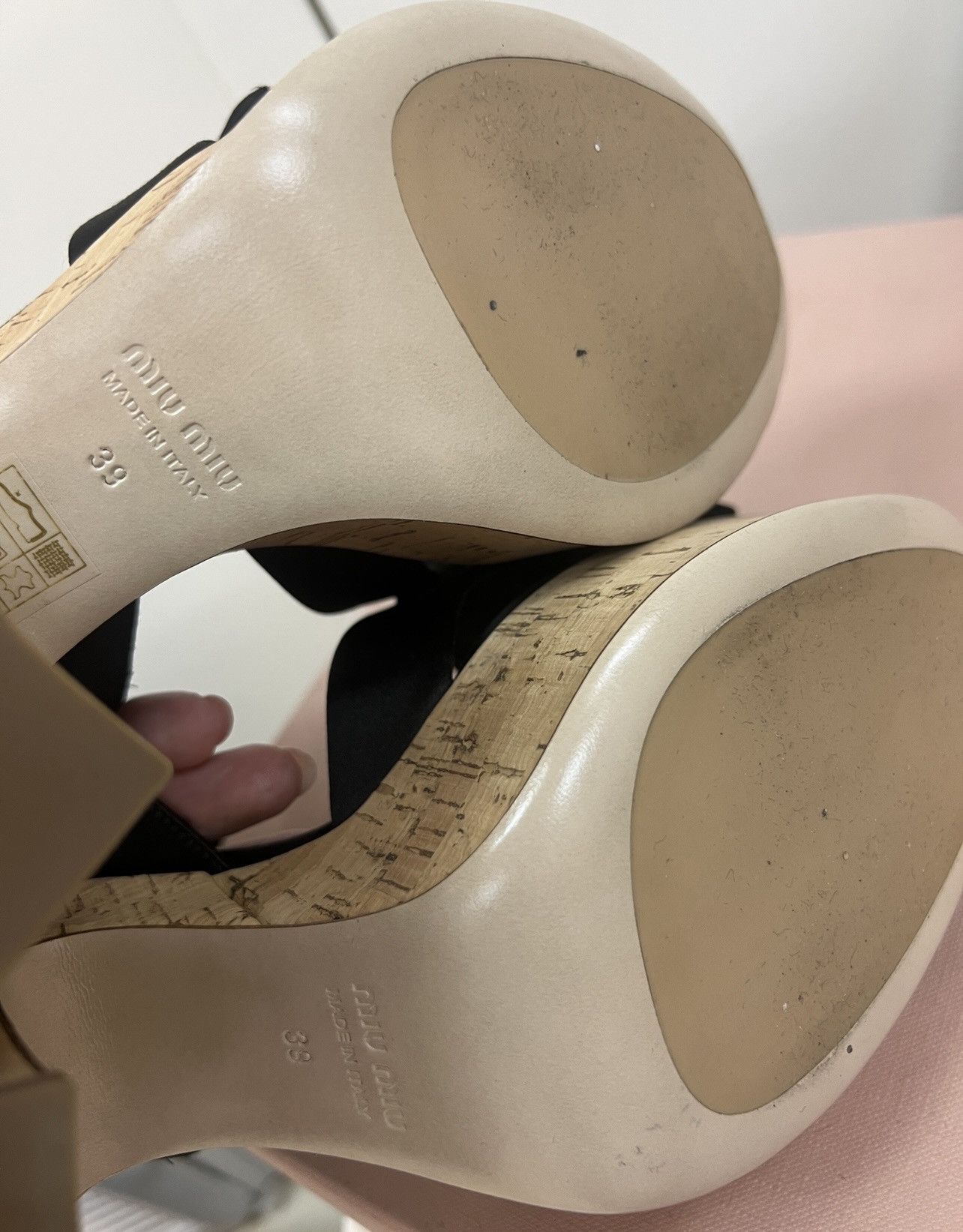 Miu Miu 🔥 Miu Miu Satin bow cork platform sandals shoes Size US 9 / IT 39 - 6 Thumbnail