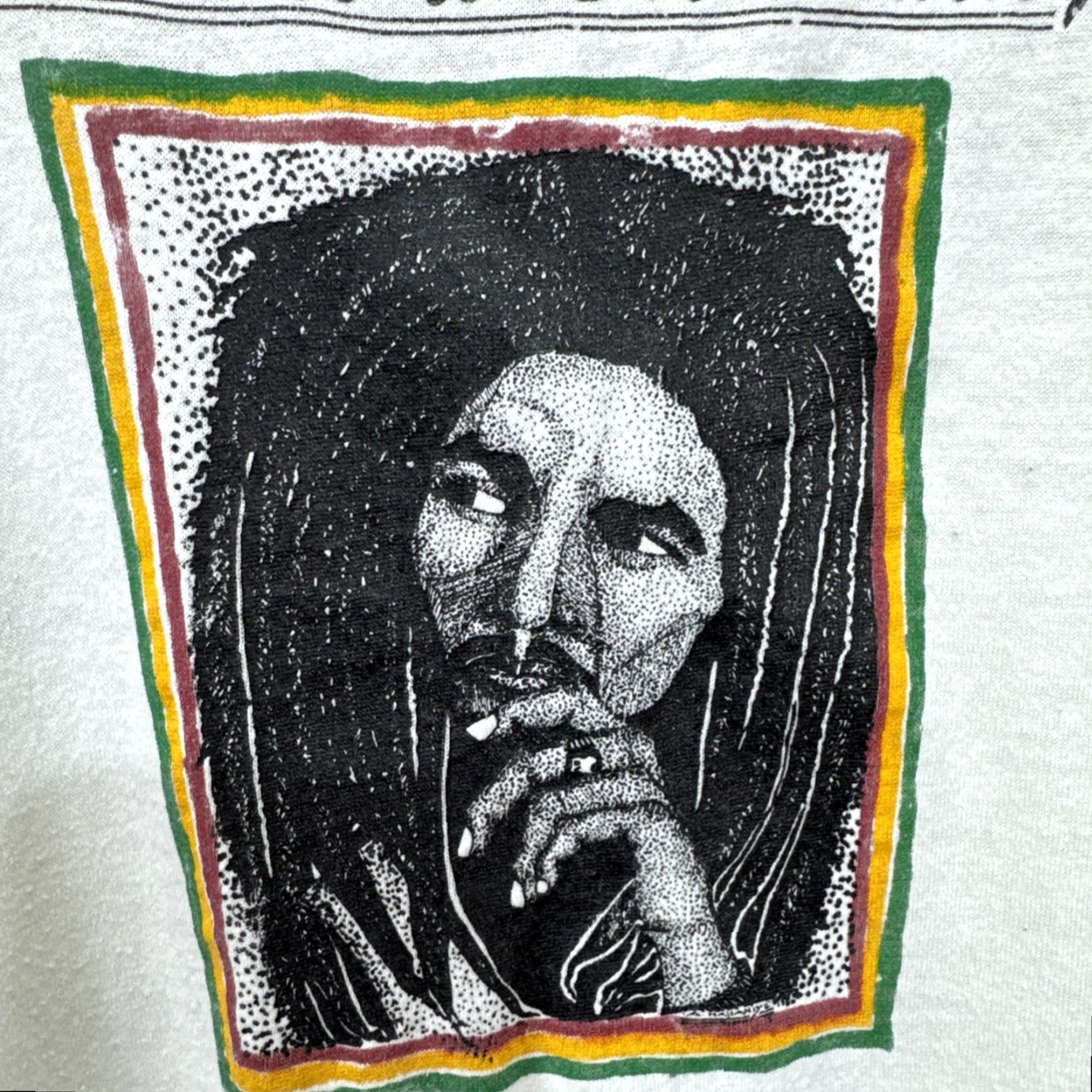 Jerzees VINTAGE Bob Marley T-Shirt 1986 U-Roy Rastafari Graphic Tee Mens Large White 80s Size US M / EU 48-50 / 2 - 7 Thumbnail