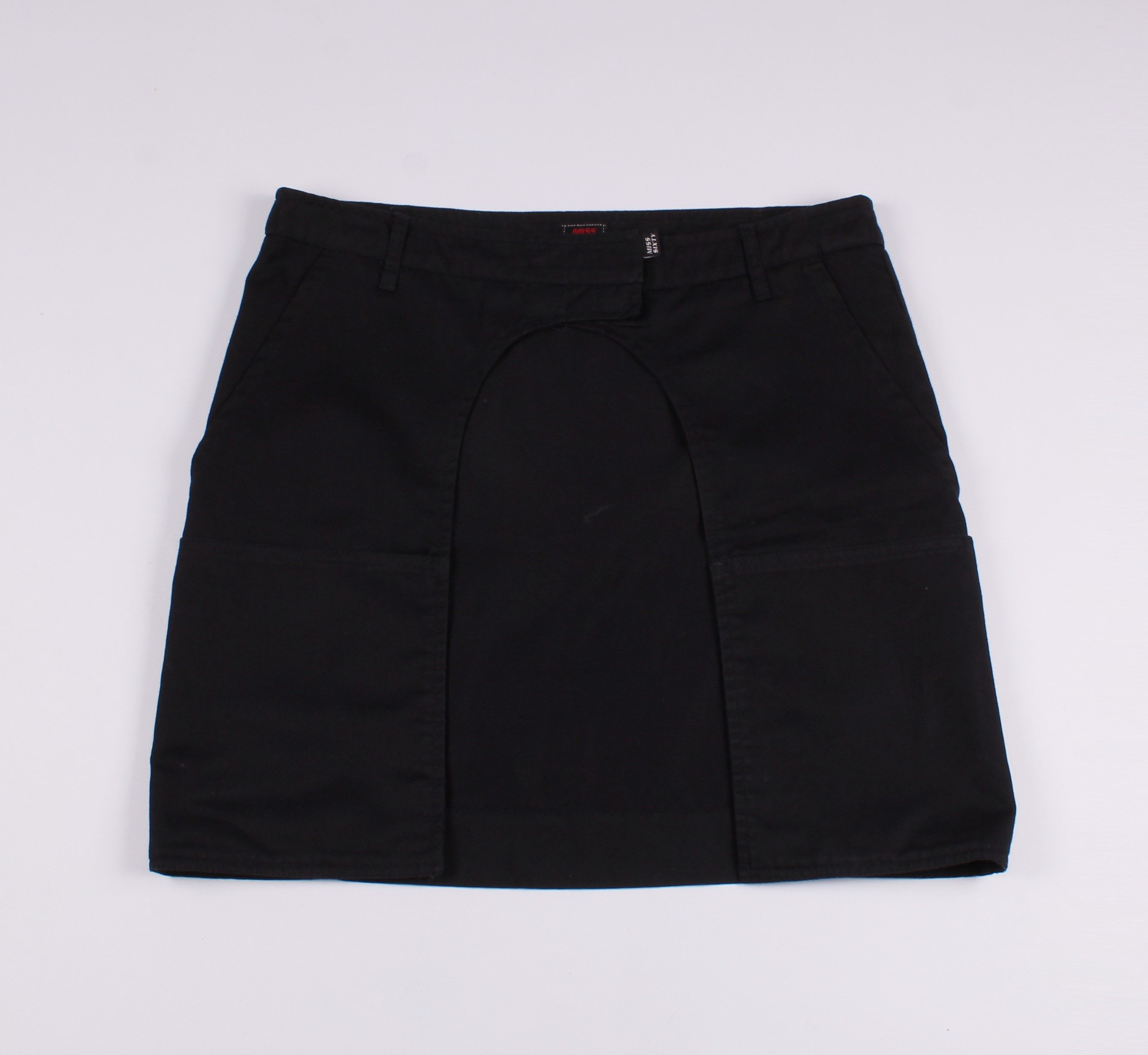 image of Vintage Miss Sixty Y2K Open Mini Skirt Belt in Black, Women's (Size 32)