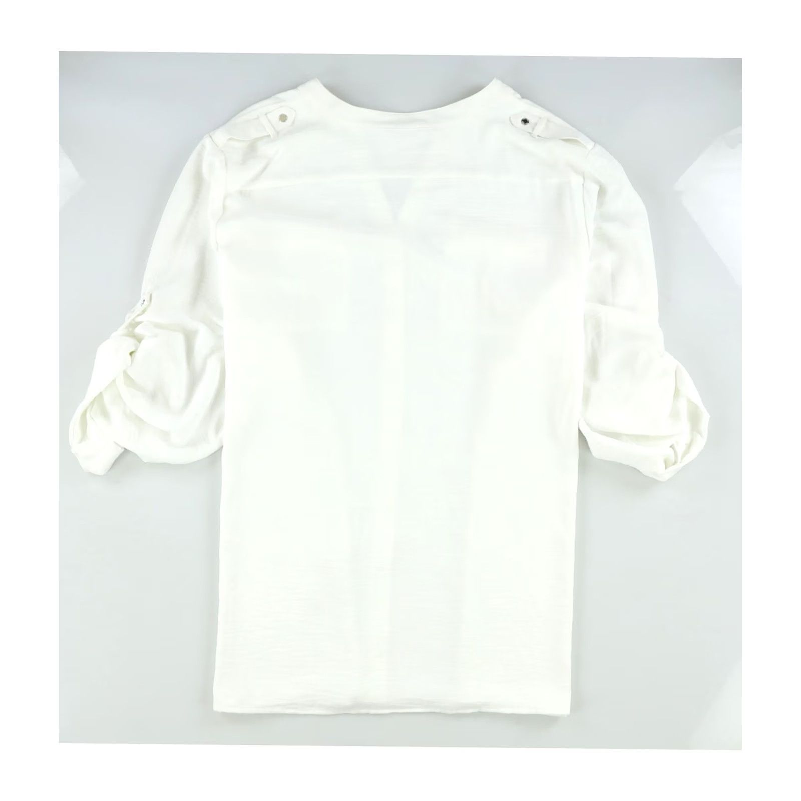 Calvin Klein Calvin Klein Womens white Textured Button Up Shirt, Plus Size 0X Size XL / US 12-14 / IT 48-50 - 2 Thumbnail