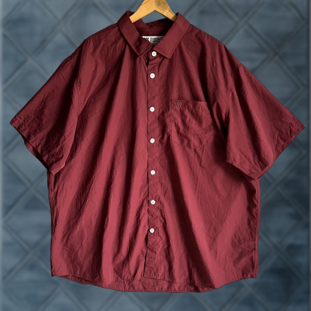 Dixxon Button-Up Shirt Maroon 4X Big & Tall Short Sleeve Collared Spread All Seasons Bamboo