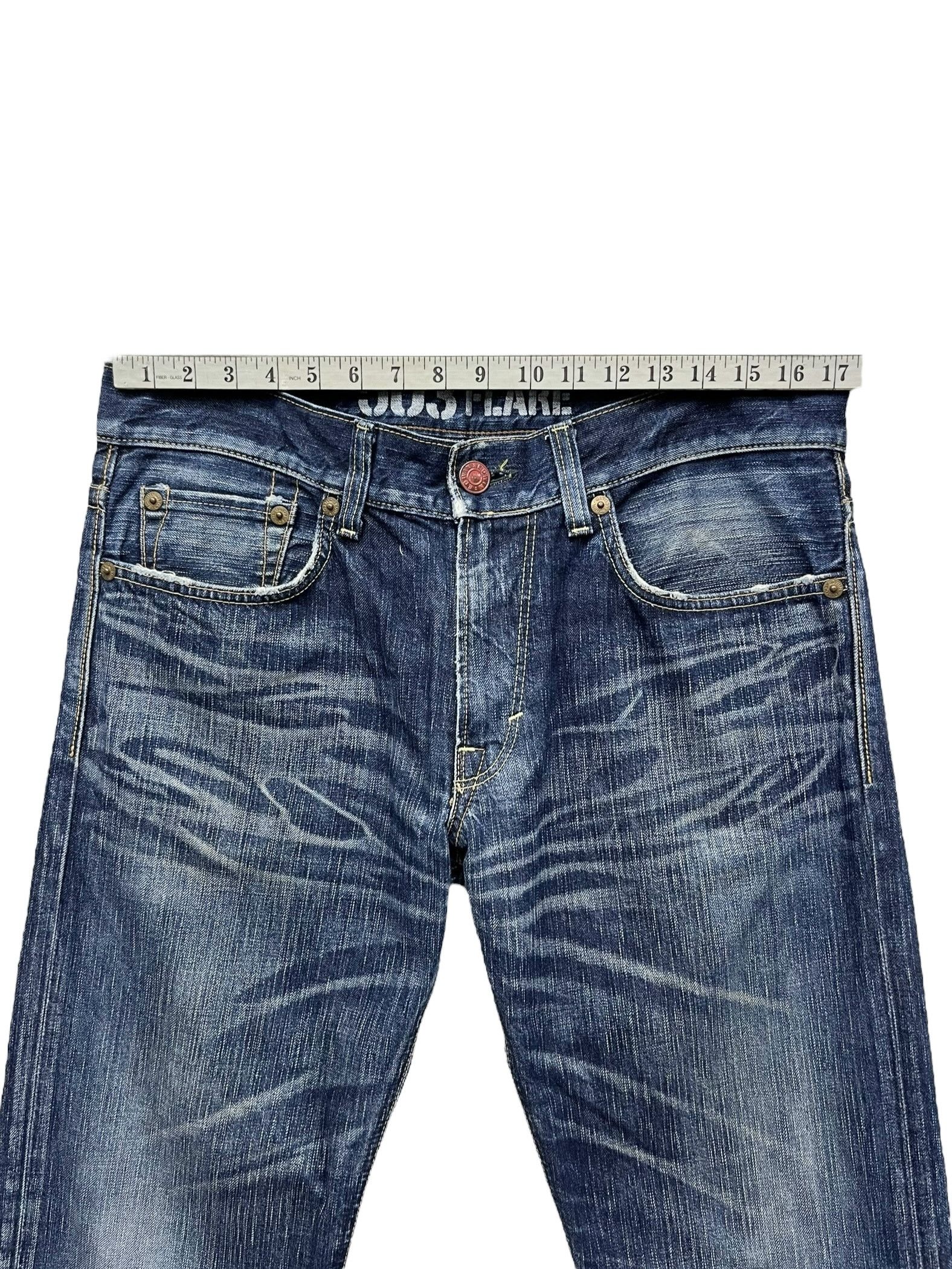 Edwin × Japan Blue × Le Grande Bleu (L.G.B.) 🔥FYE💥EDWIN 503 FLARE BLUETRIP Distressed Raw Blue Japan🔥 Size US 34 / EU 50 - 16 Thumbnail