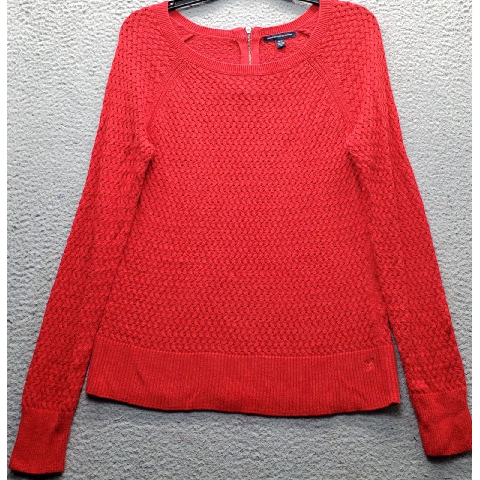 American Eagle Outfitters American Eagle Outfitters Sweater Womens M Red Open Weave Round Neck Back Zip Shirt Womens Size M Red Knit Pullover Casual Size M / US 6-8 / IT 42-44 - 2 Thumbnail