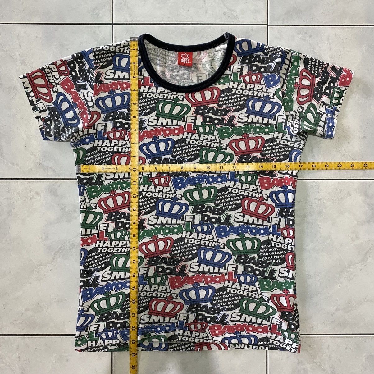 Japanese Brand Baby Doll Graphic Crown Multicolor All Over Print Tee Japan Size S / US 4 / IT 40 - 17 Thumbnail