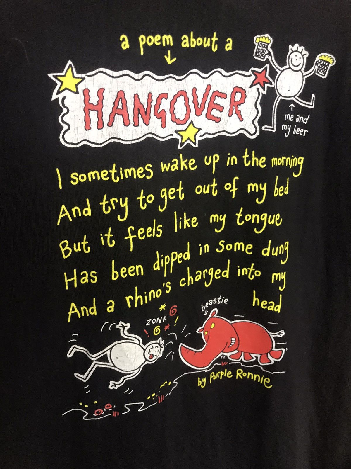 Vintage Vintage 90’s Hangover by Purple Ronnie faded t-shirt Size US XL / EU 56 / 4 - 4 Thumbnail