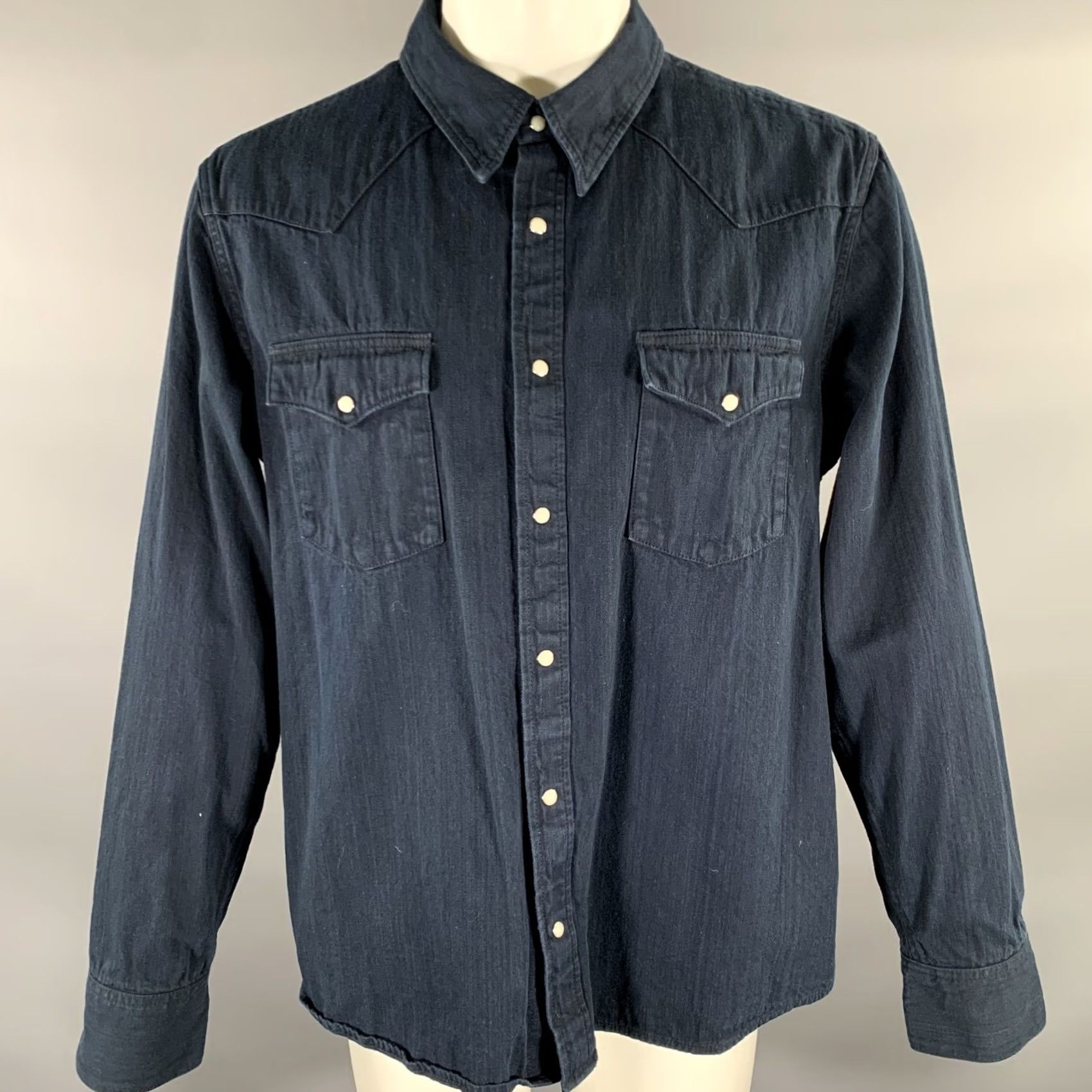 Visvim VISVIM Indigo Cotton Snaps Long Sleeve Shirt M Mens Size US M / EU 48-50 / 2 - 2 Thumbnail