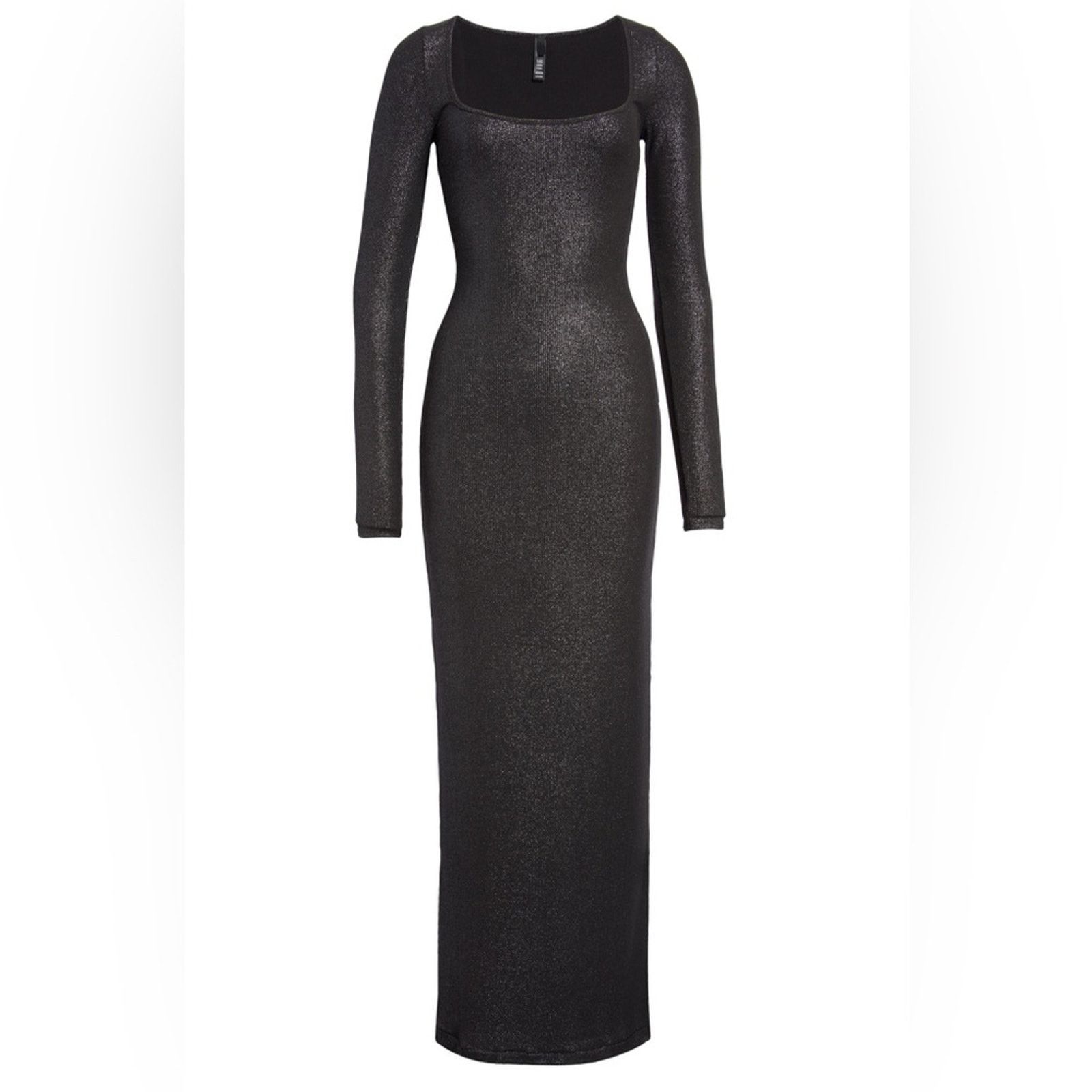 SKIMS SKIMS Lounge Ribbed Long Sleeve Maxi Dress Onyx Foil NWT Size S / US 4 / IT 40 - 9 Thumbnail
