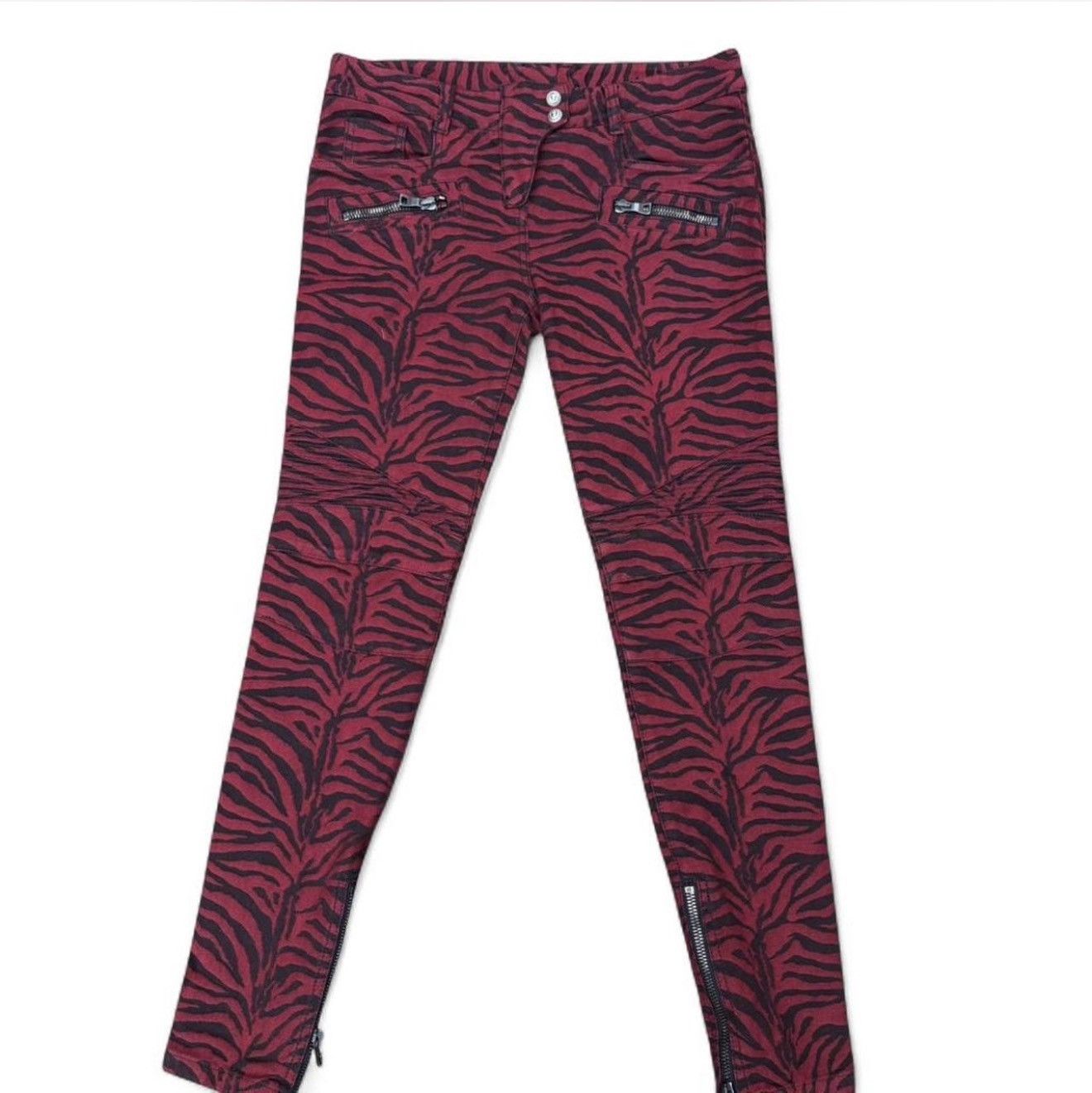 Balmain Balmain Decarnin Era Zebra Biker Jeans Red Size 40 Size 30" / US 8 / IT 44 - 1 Thumbnail