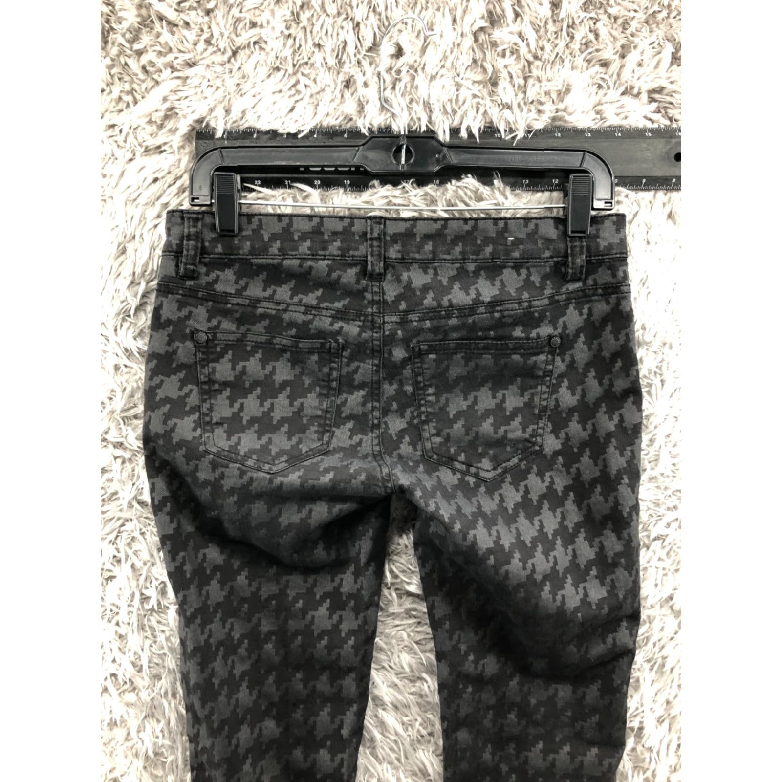 Vintage Sapphire Ink Skinny Ankle Pants Juniors Womens Size 5 Blue Knit Polyester Low Rise Pocket Button Elastic Waist Regular Inseam 30" Front Flat Front Size 27" / US 4 / IT 40 - 6 Thumbnail