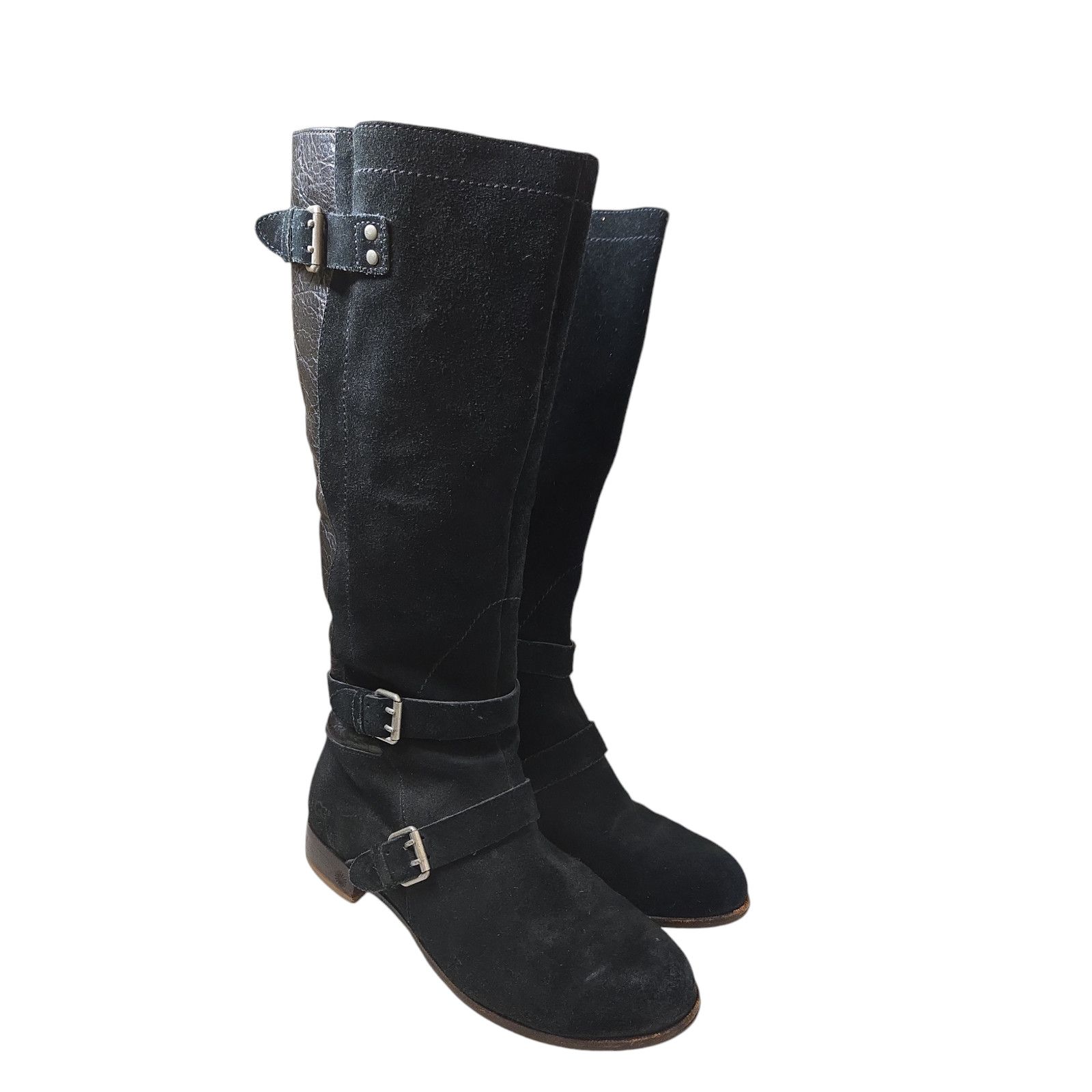 Ugg UGG Tall Black Suede Riding Boots Leather Sheepskin Size 8 Size US 8 / IT 38 - 2 Thumbnail