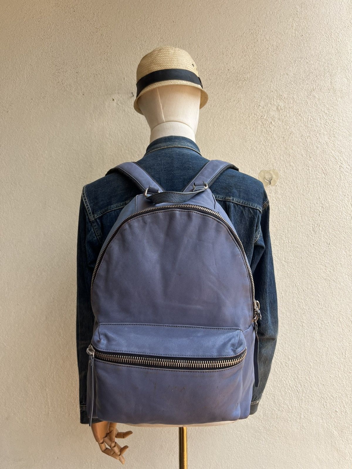 Leather And A Japan Distressed Patina Cowhide Leather Backpack Bag Size ONE SIZE - 3 Thumbnail